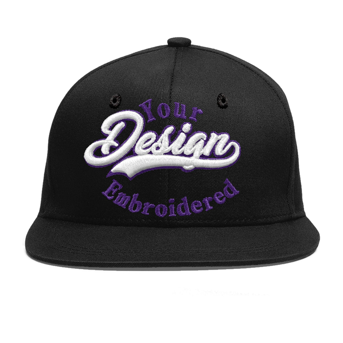 Custom Black 3D Puff Embroidery Flat Embroidery Casual Sport Baseball Cap