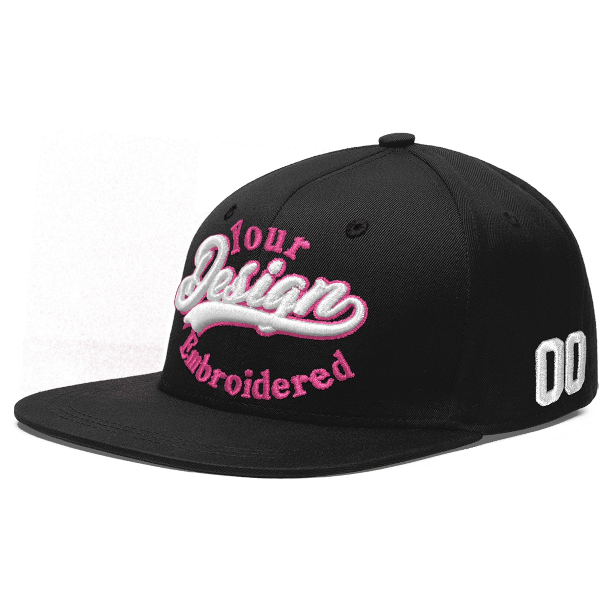 Custom Black 3D Puff Embroidery Flat Embroidery Casual Sport Baseball Cap