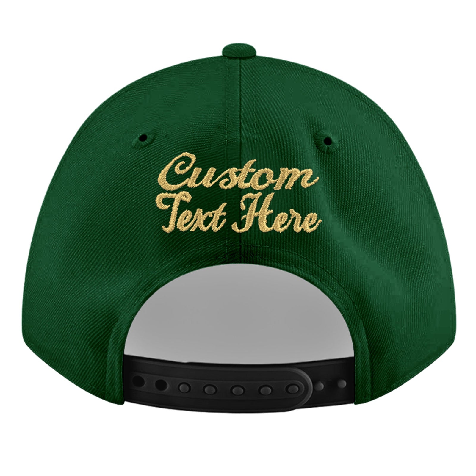 Custom Green 3D Puff Embroidery Flat Embroidery Casual Sport Baseball Cap