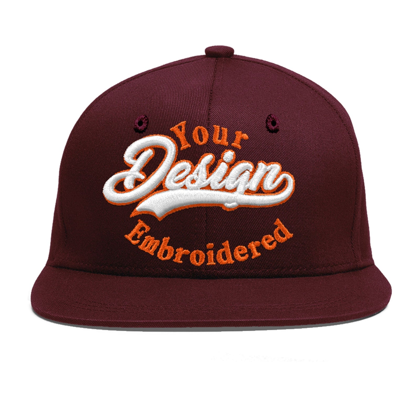 Custom Burgundy 3D Puff Embroidery Flat Embroidery Casual Sport Baseball Cap