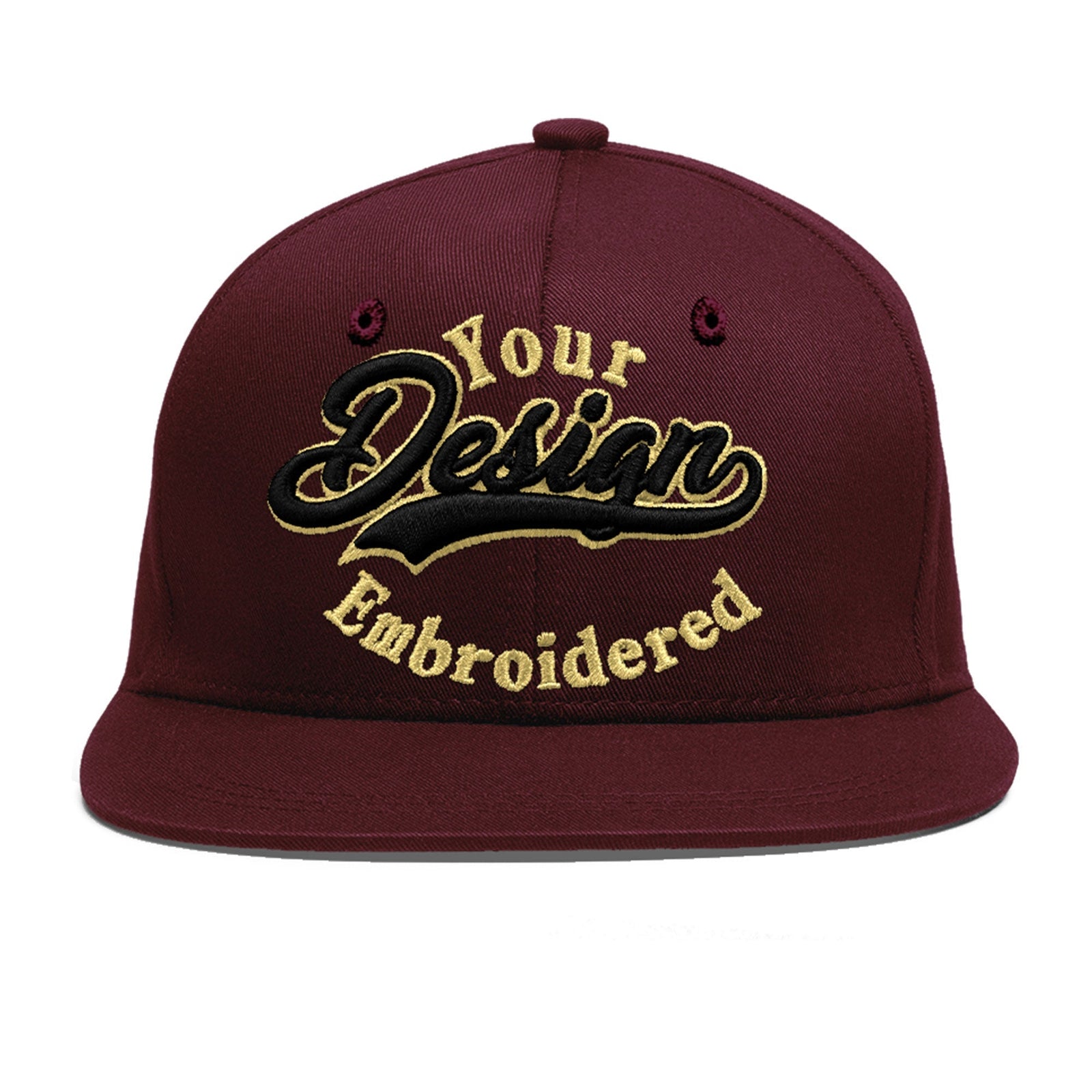 Custom Burgundy 3D Puff Embroidery Flat Embroidery Casual Sport Baseball Cap
