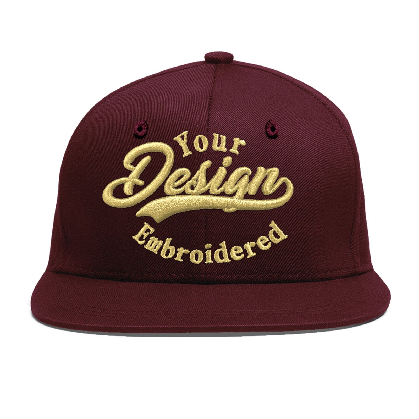 Custom Burgundy 3D Puff Embroidery Flat Embroidery Casual Sport Baseball Cap