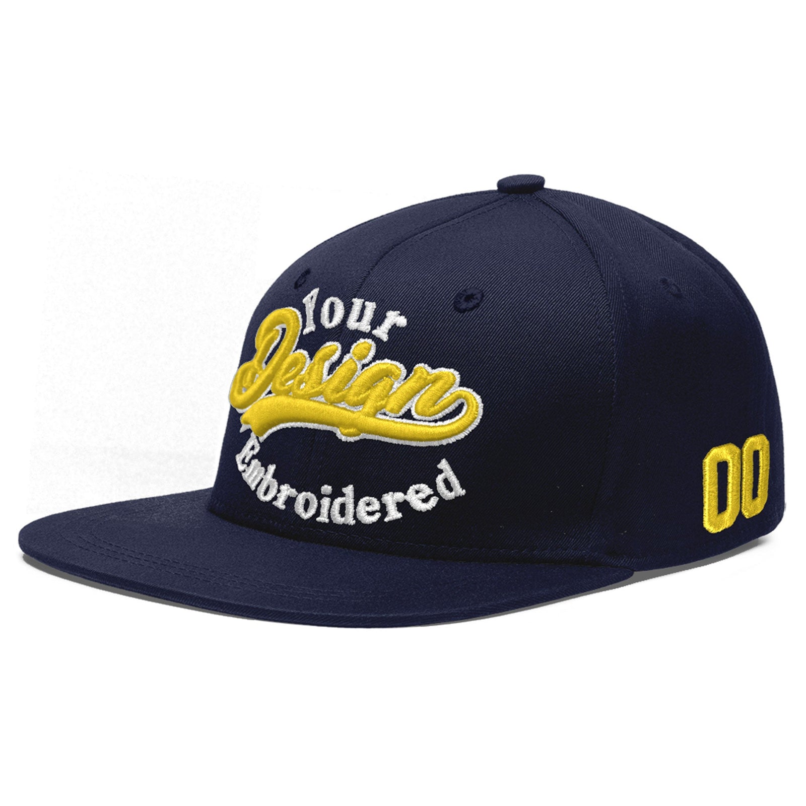 Custom Navy 3D Puff Embroidery Flat Embroidery Casual Sport Baseball Cap