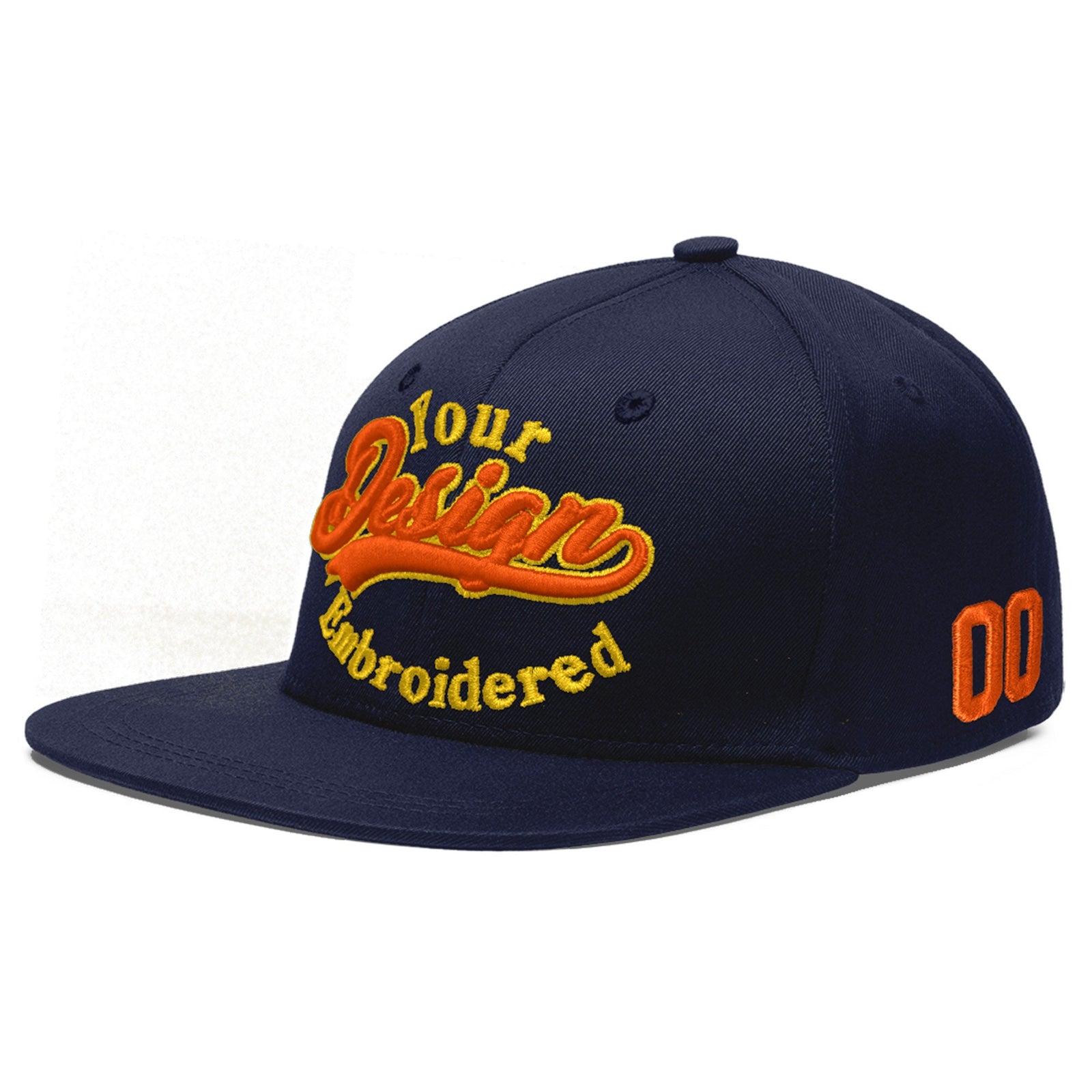 Custom Navy 3D Puff Embroidery Flat Embroidery Casual Sport Baseball Cap