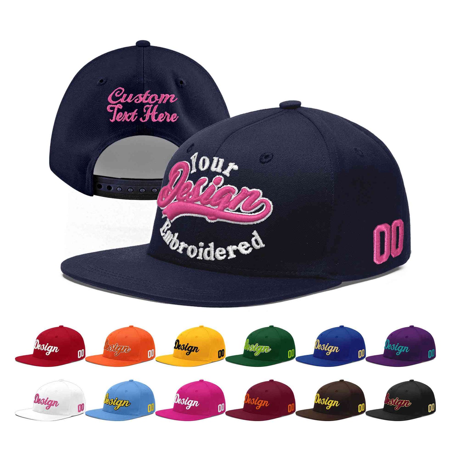 Custom Navy 3D Puff Embroidery Flat Embroidery Casual Sport Baseball Cap