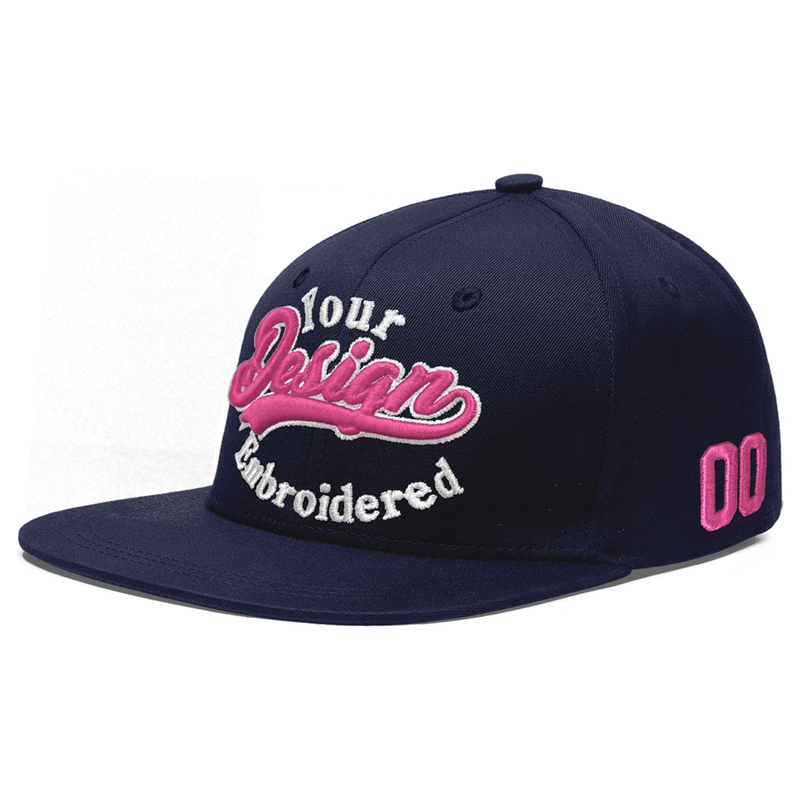 Custom Navy 3D Puff Embroidery Flat Embroidery Casual Sport Baseball Cap