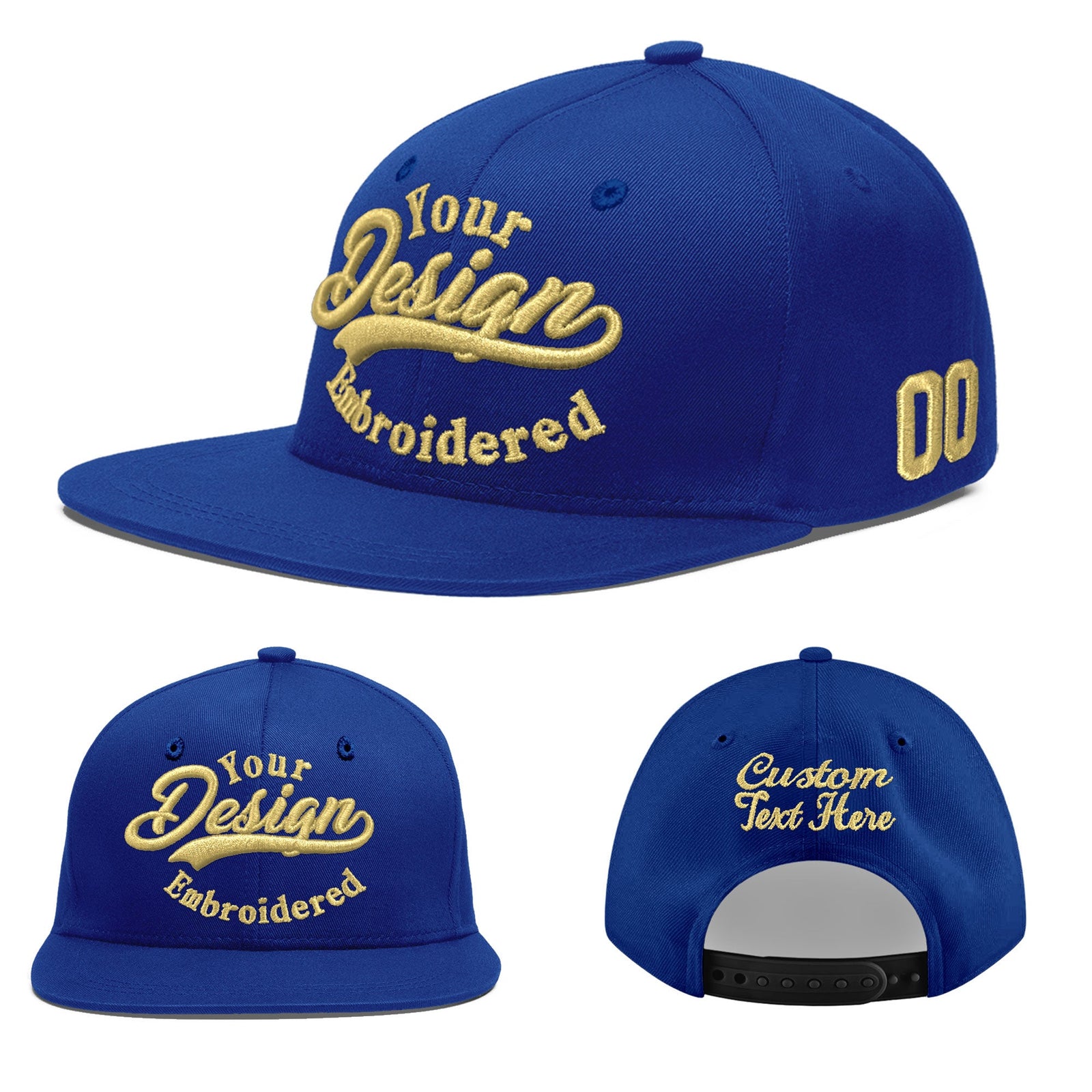 Custom Royal 3D Puff Embroidery Flat Embroidery Casual Sport Baseball Cap