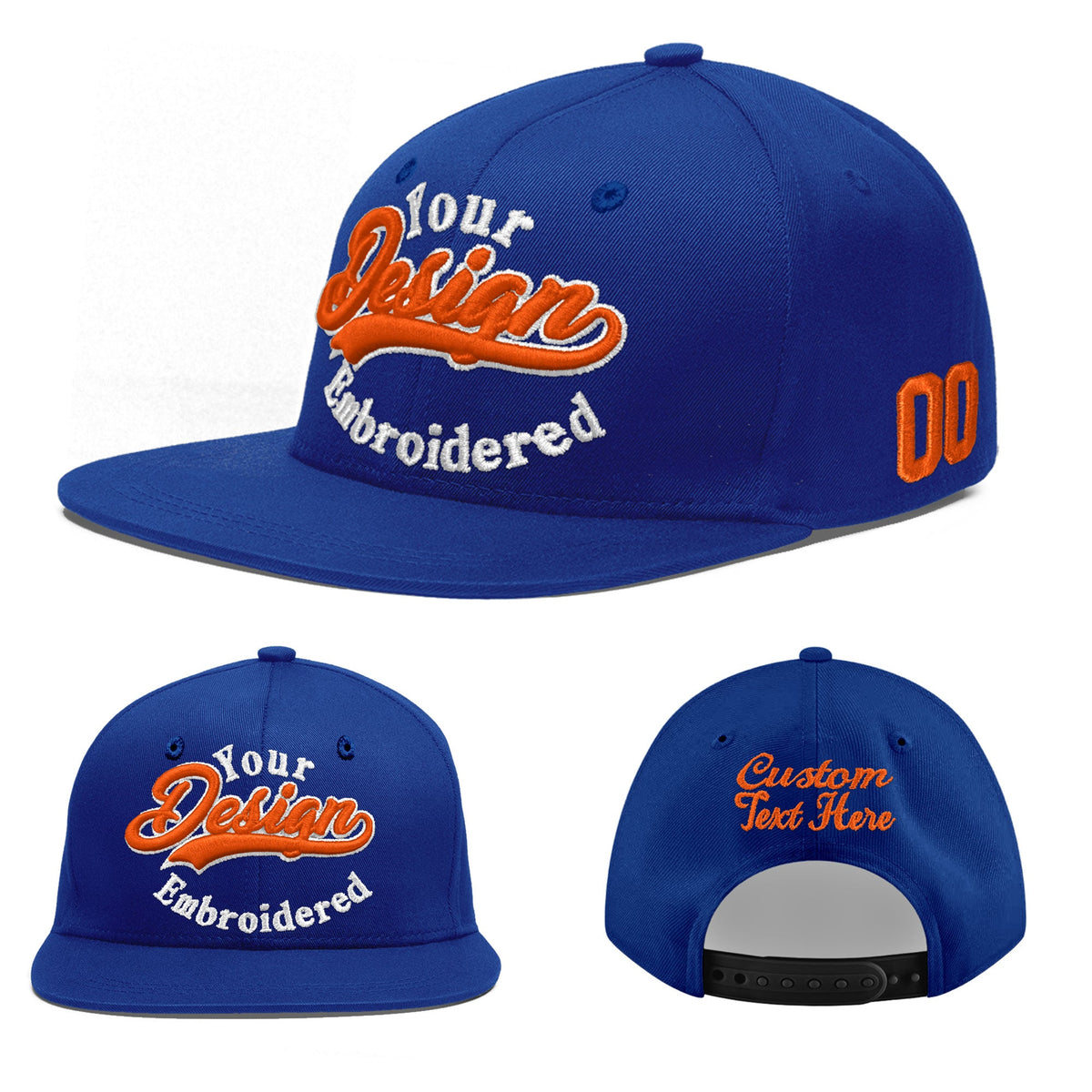 Custom Royal 3D Puff Embroidery Flat Embroidery Casual Sport Baseball Cap