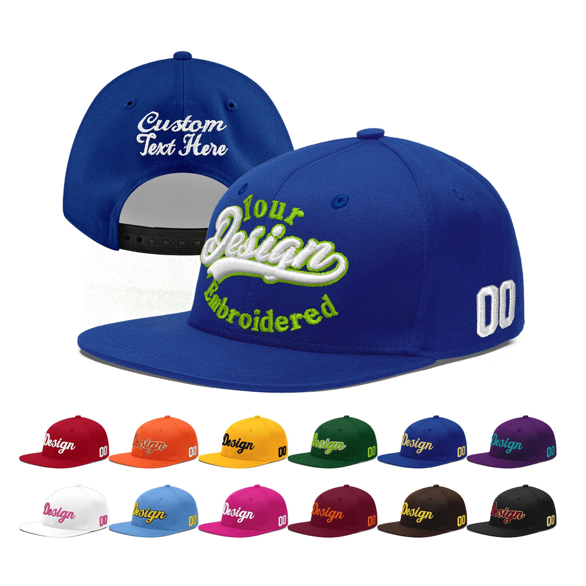 Custom Royal 3D Puff Embroidery Flat Embroidery Casual Sport Baseball Cap