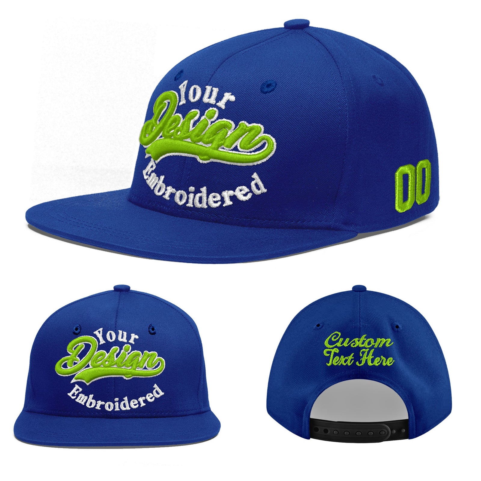 Custom Royal 3D Puff Embroidery Flat Embroidery Casual Sport Baseball Cap