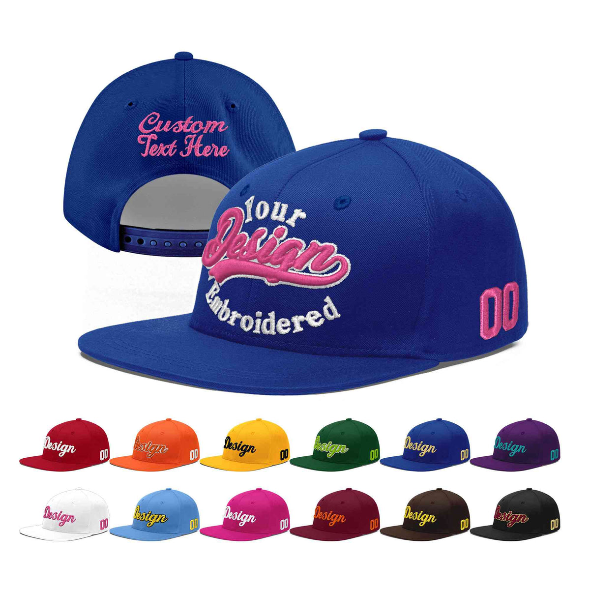 Custom Royal 3D Puff Embroidery Flat Embroidery Casual Sport Baseball Cap