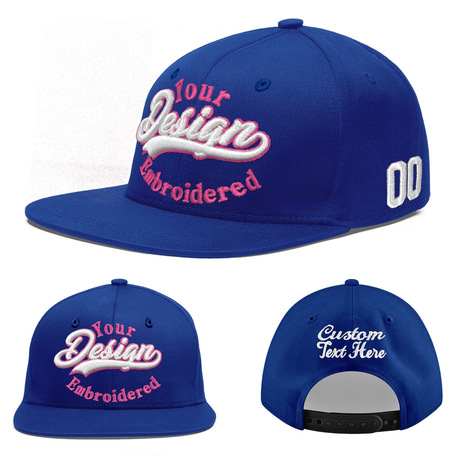 Custom Royal 3D Puff Embroidery Flat Embroidery Casual Sport Baseball Cap