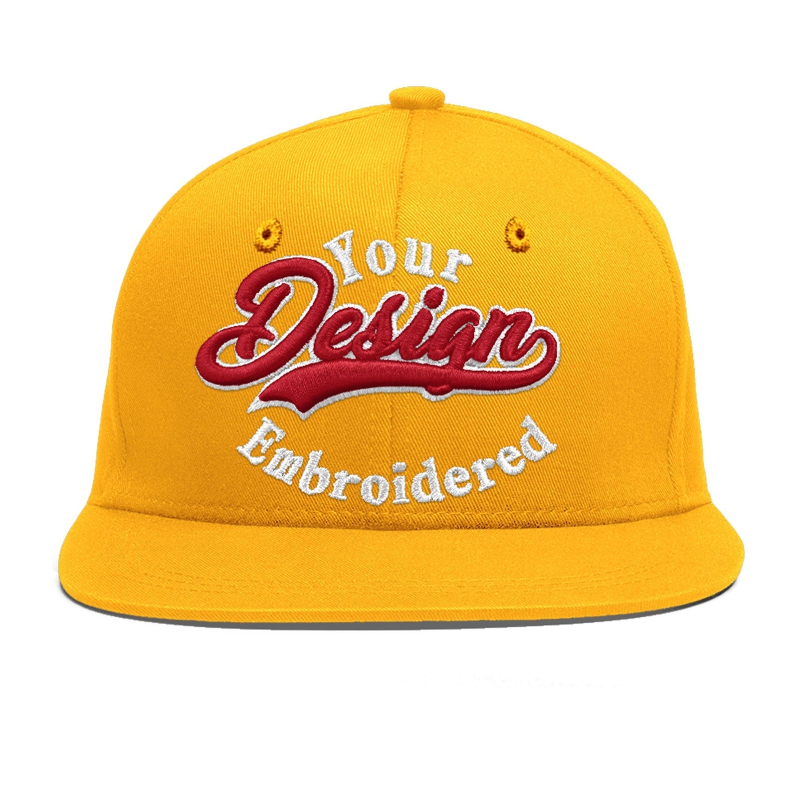 Custom Yellow 3D Puff Embroidery Flat Embroidery Casual Sport Baseball Cap