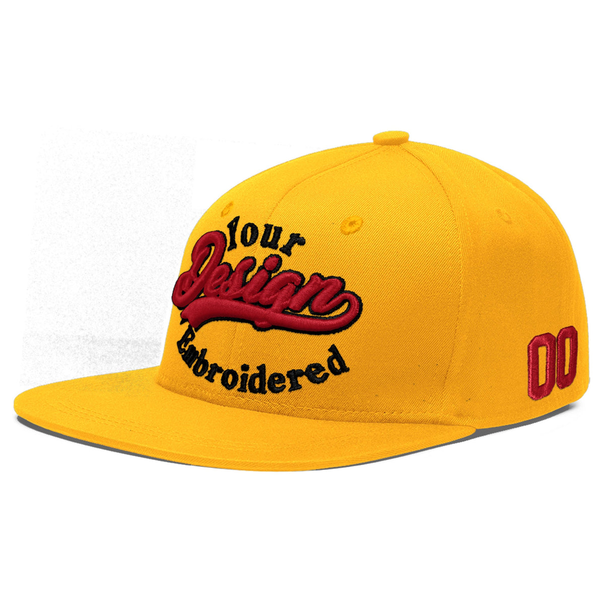 Custom Yellow 3D Puff Embroidery Flat Embroidery Casual Sport Baseball Cap