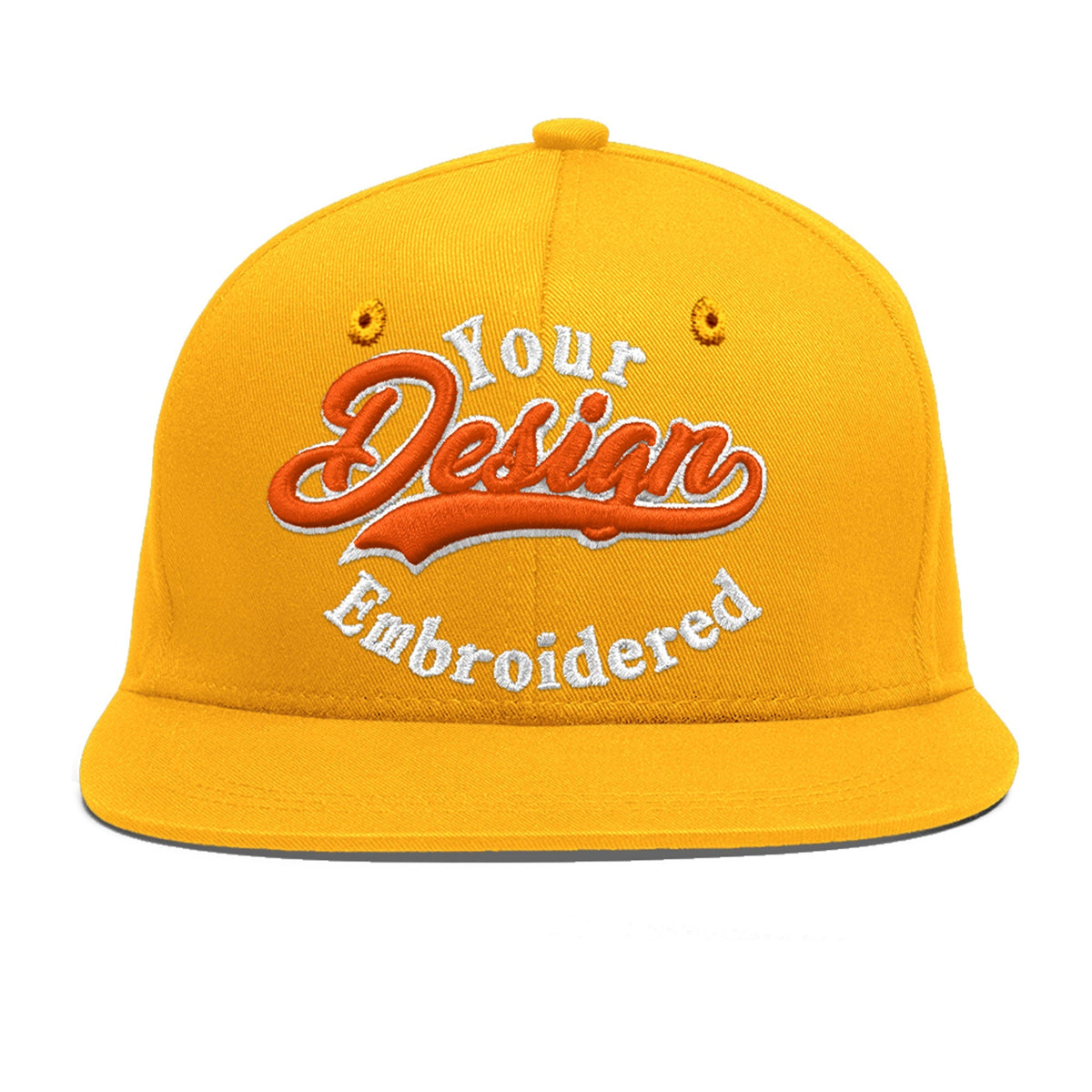 Custom Yellow 3D Puff Embroidery Flat Embroidery Casual Sport Baseball Cap