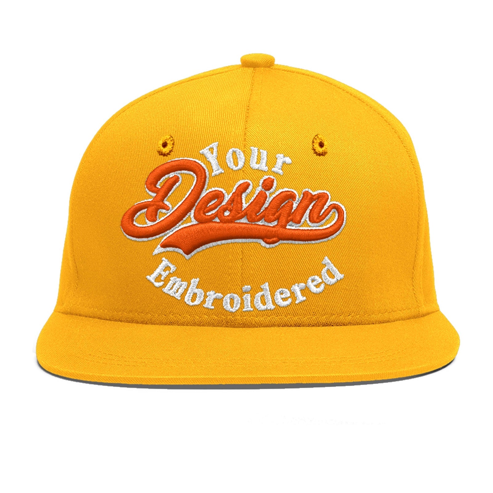 Custom Yellow 3D Puff Embroidery Flat Embroidery Casual Sport Baseball Cap
