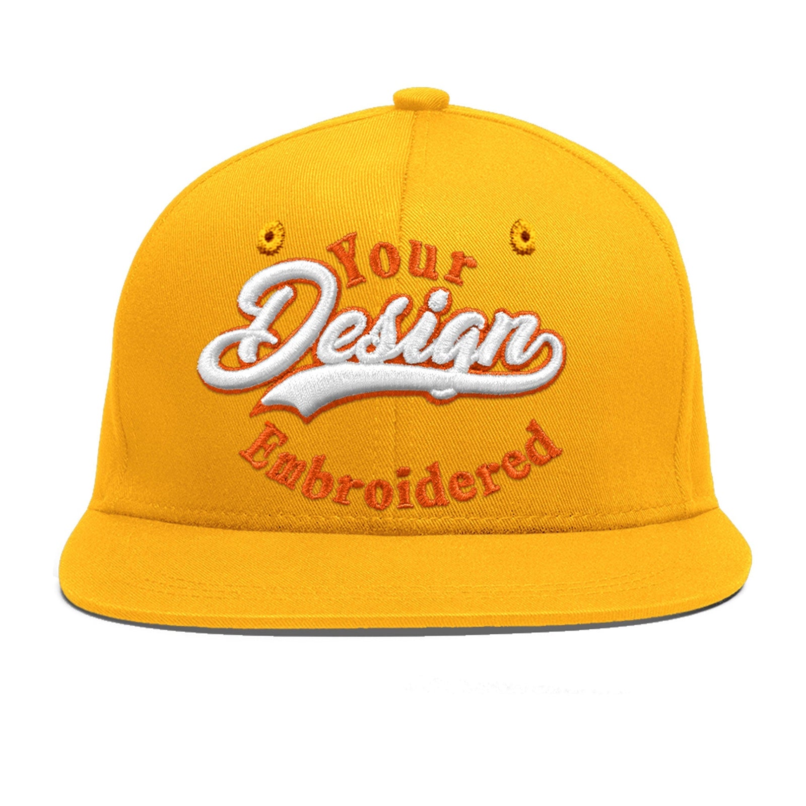 Custom Yellow 3D Puff Embroidery Flat Embroidery Casual Sport Baseball Cap