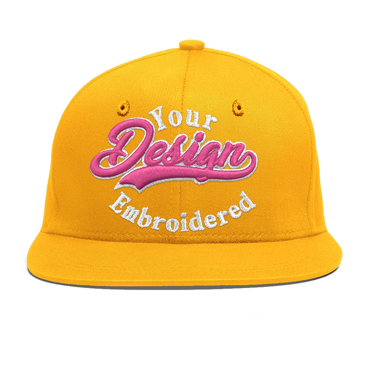 Custom Yellow 3D Puff Embroidery Flat Embroidery Casual Sport Baseball Cap