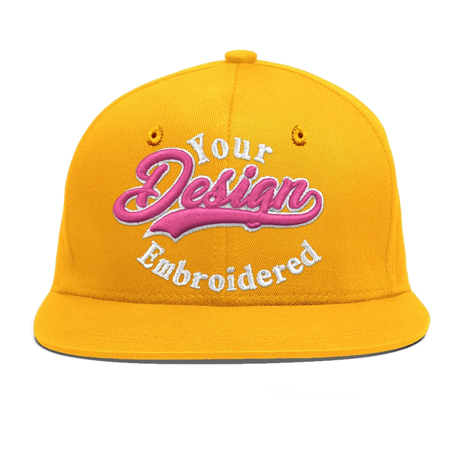 Custom Yellow 3D Puff Embroidery Flat Embroidery Casual Sport Baseball Cap