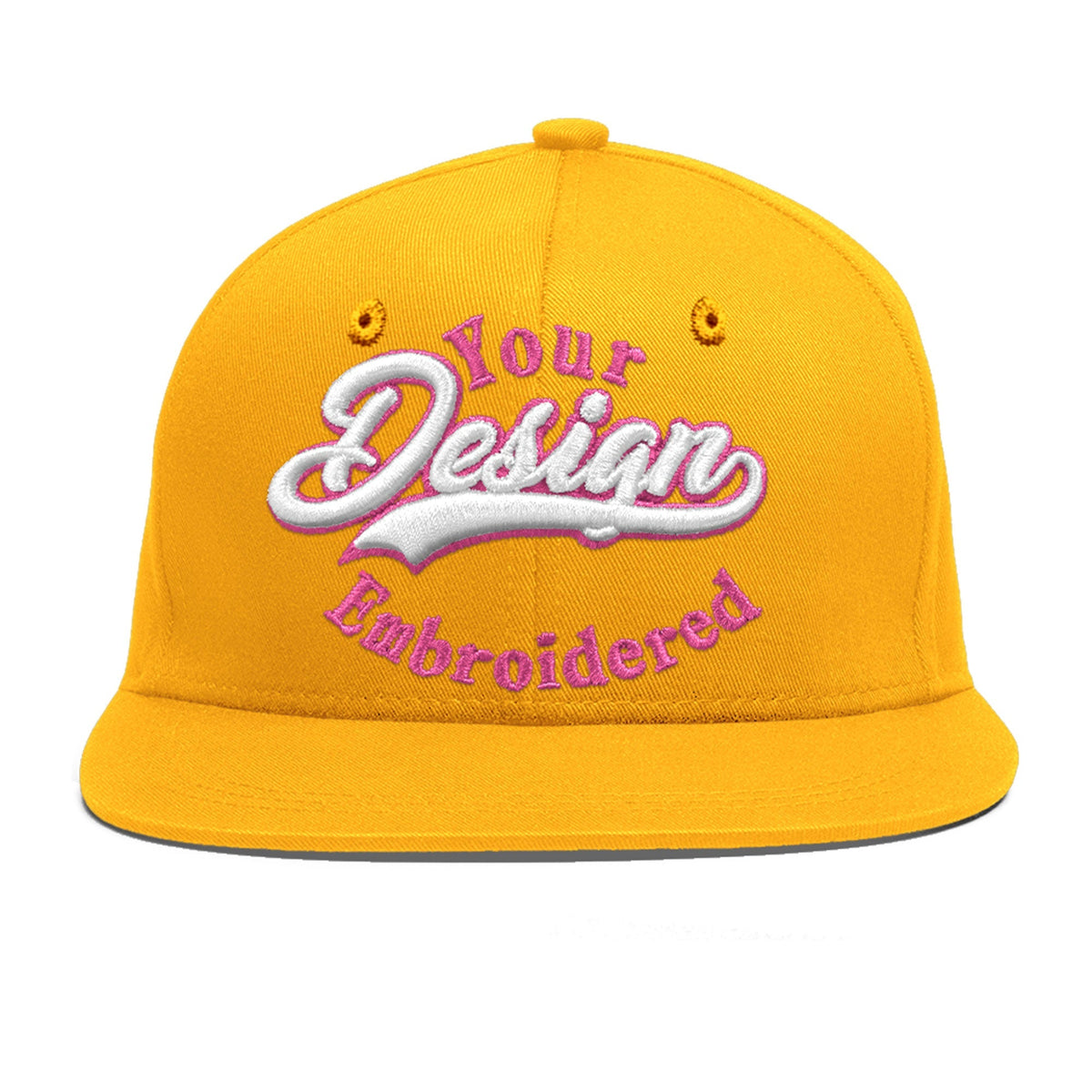 Custom Yellow 3D Puff Embroidery Flat Embroidery Casual Sport Baseball Cap