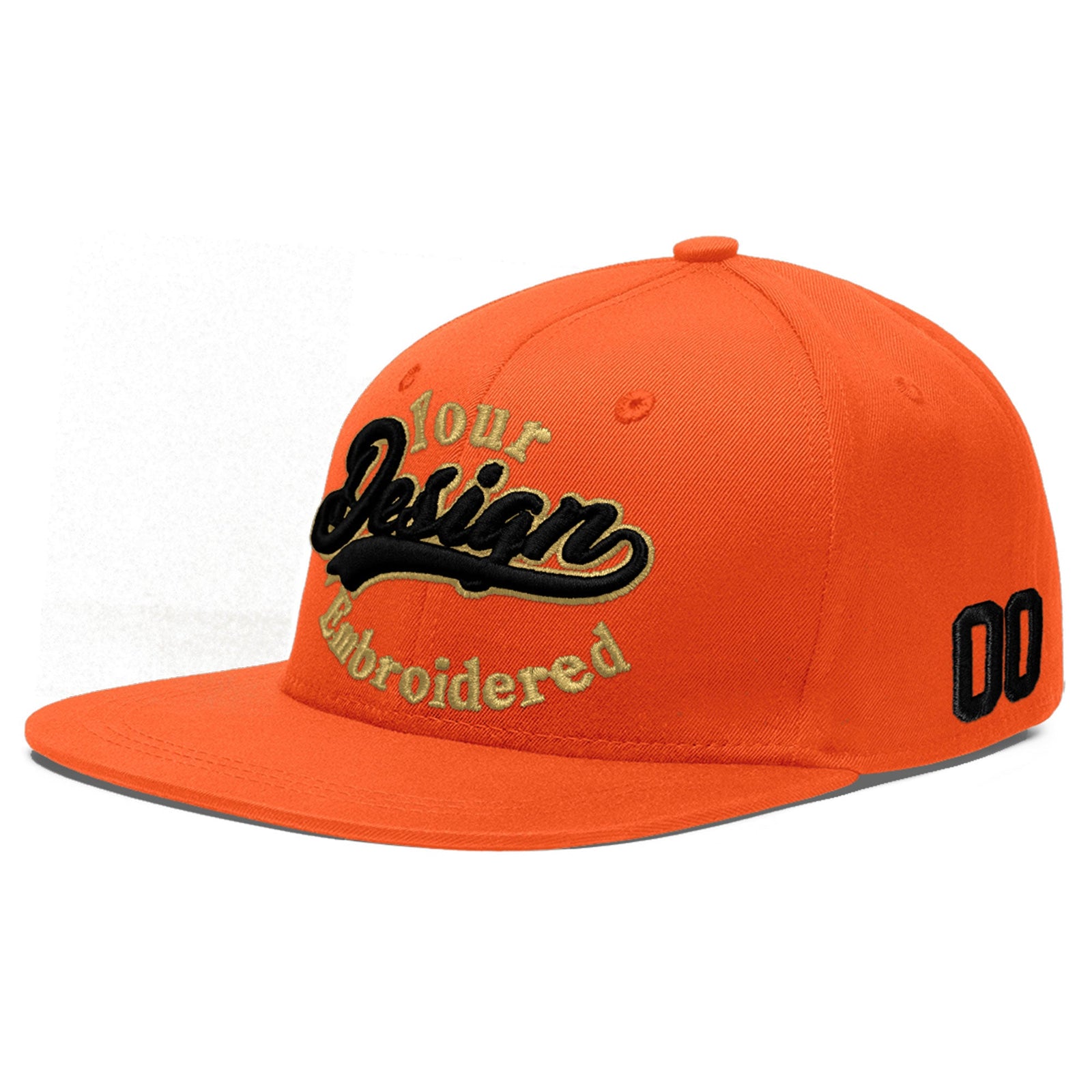Custom Orange 3D Puff Embroidery Flat Embroidery Casual Sport Baseball Cap