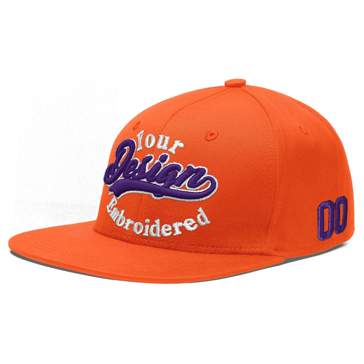 Custom Orange 3D Puff Embroidery Flat Embroidery Casual Sport Baseball Cap