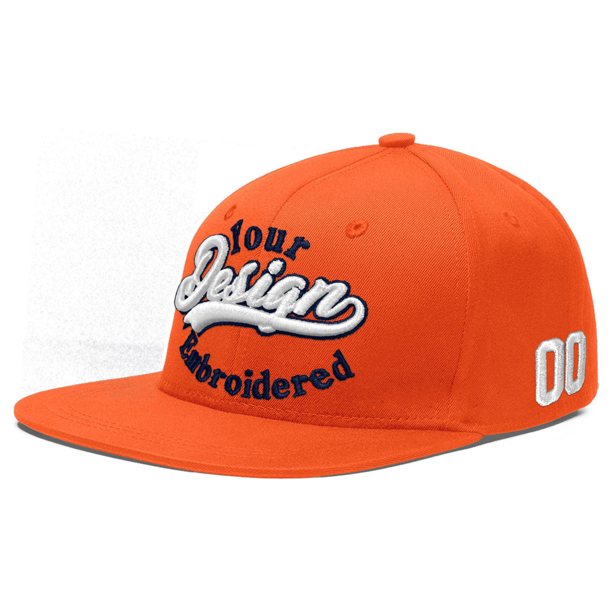 Custom Orange 3D Puff Embroidery Flat Embroidery Casual Sport Baseball Cap