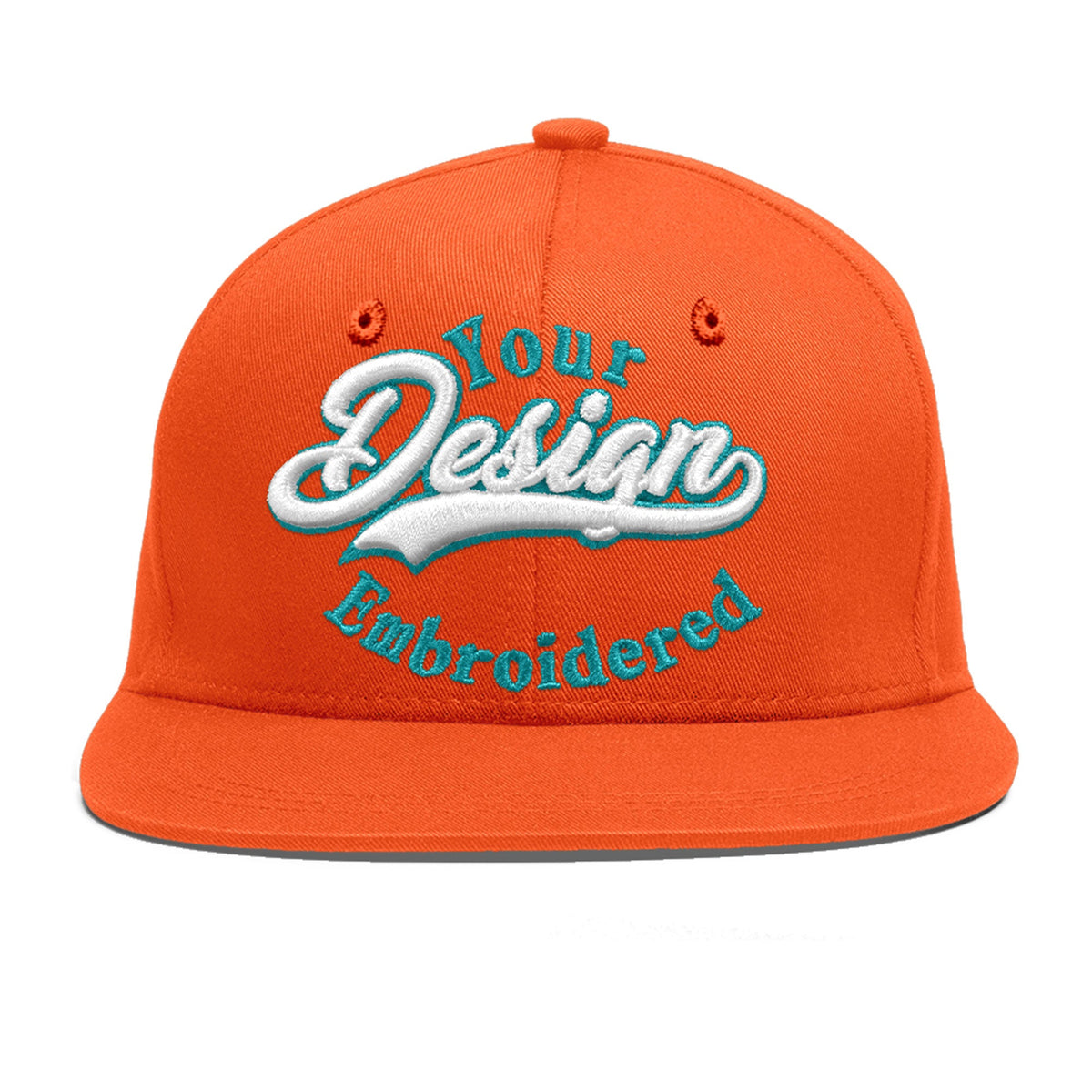 Custom Orange 3D Puff Embroidery Flat Embroidery Casual Sport Baseball Cap