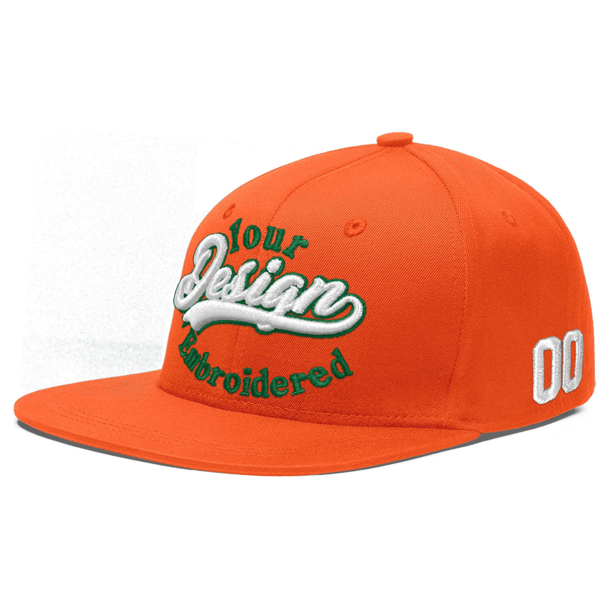 Custom Orange 3D Puff Embroidery Flat Embroidery Casual Sport Baseball Cap