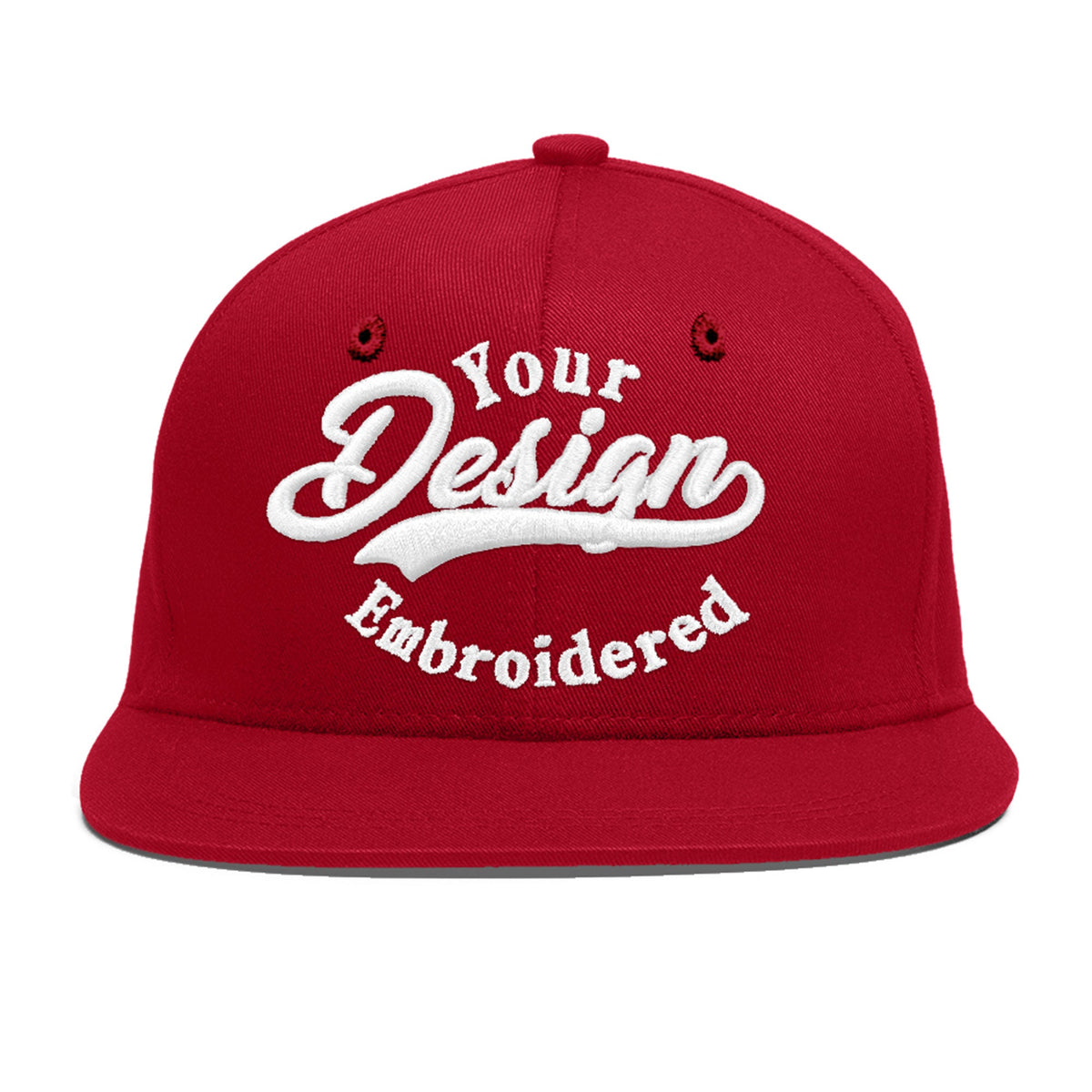 Custom Red 3D Puff Embroidery Flat Embroidery Casual Sport Baseball Cap