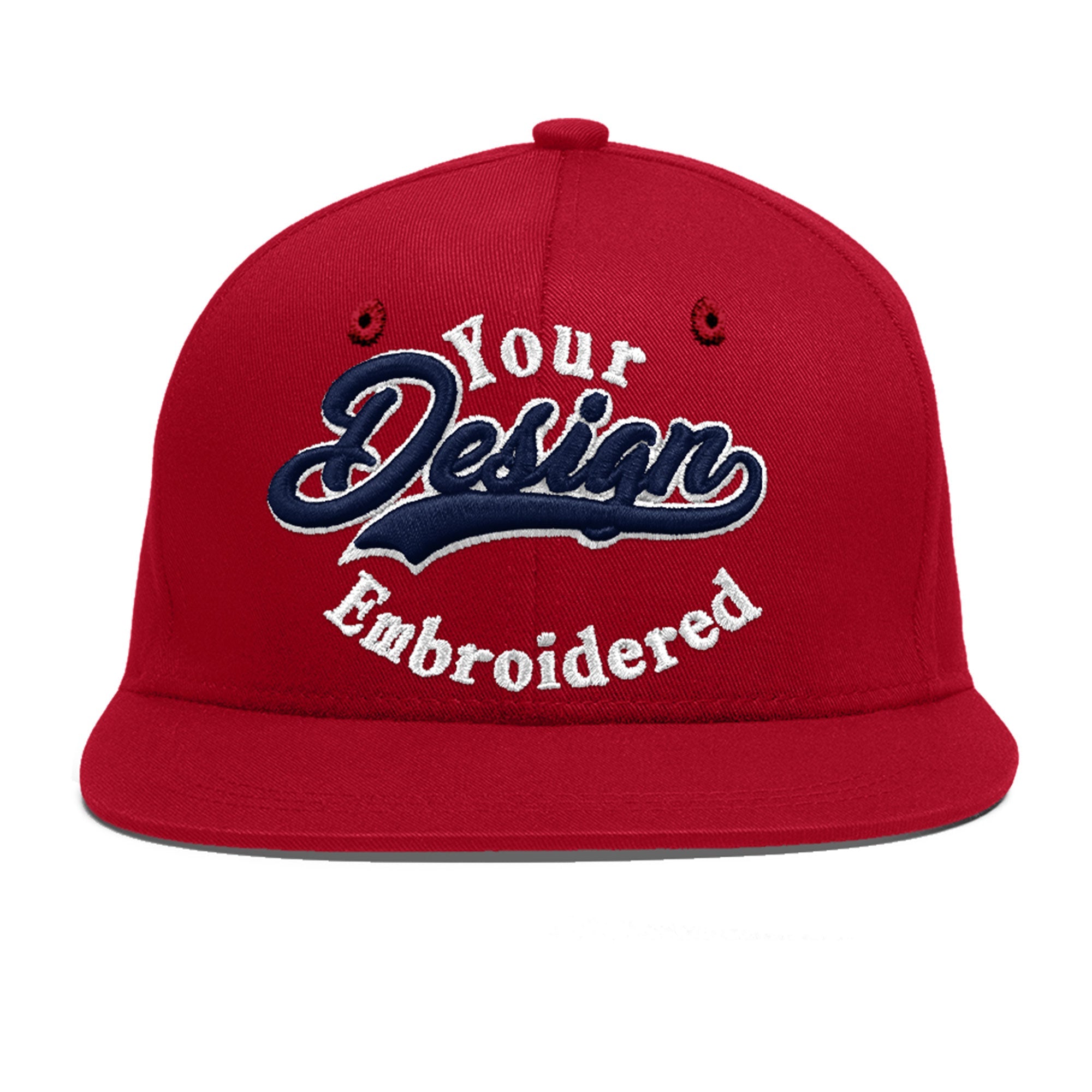 Custom Red 3D Puff Embroidery Flat Embroidery Casual Sport Baseball Cap