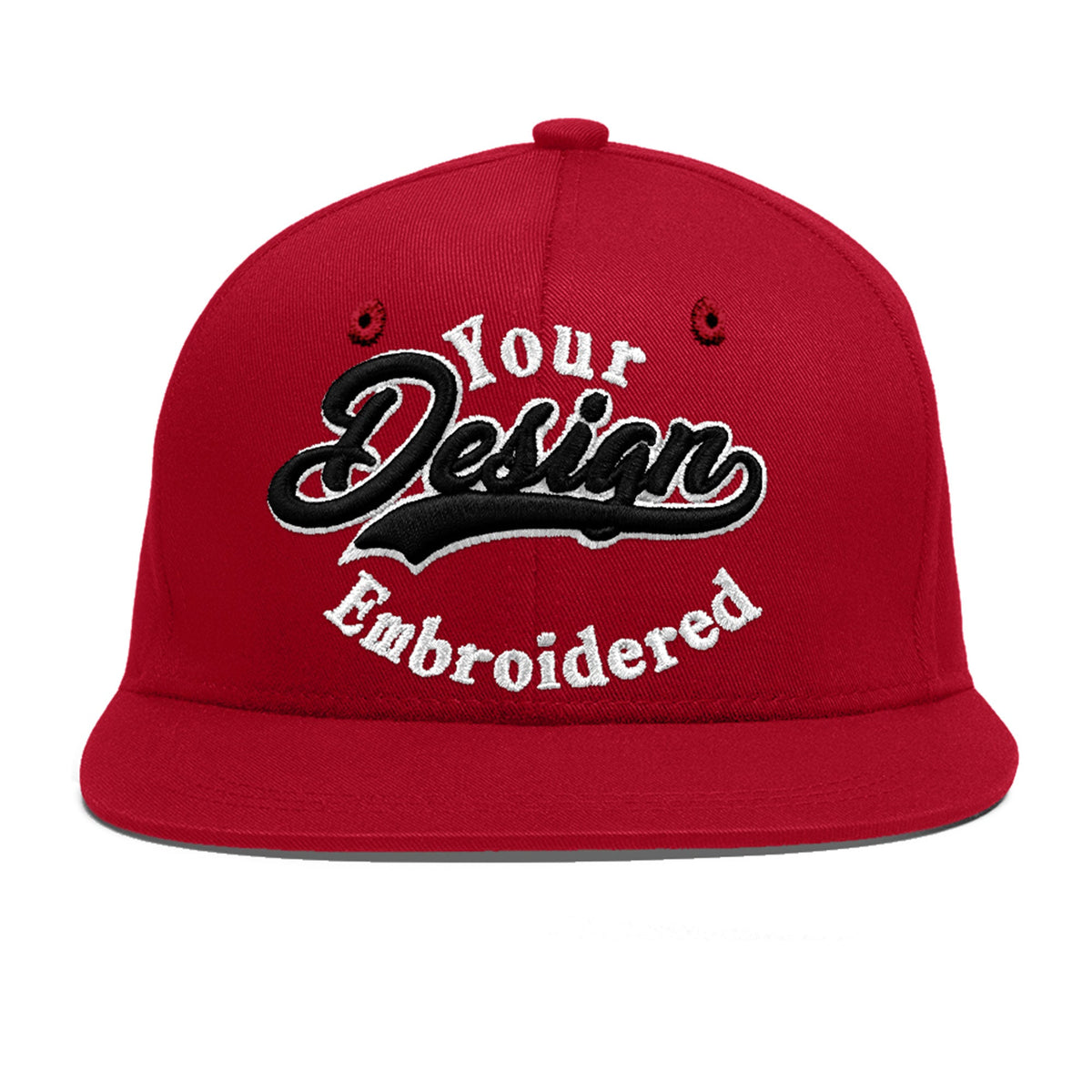Custom Red 3D Puff Embroidery Flat Embroidery Casual Sport Baseball Cap