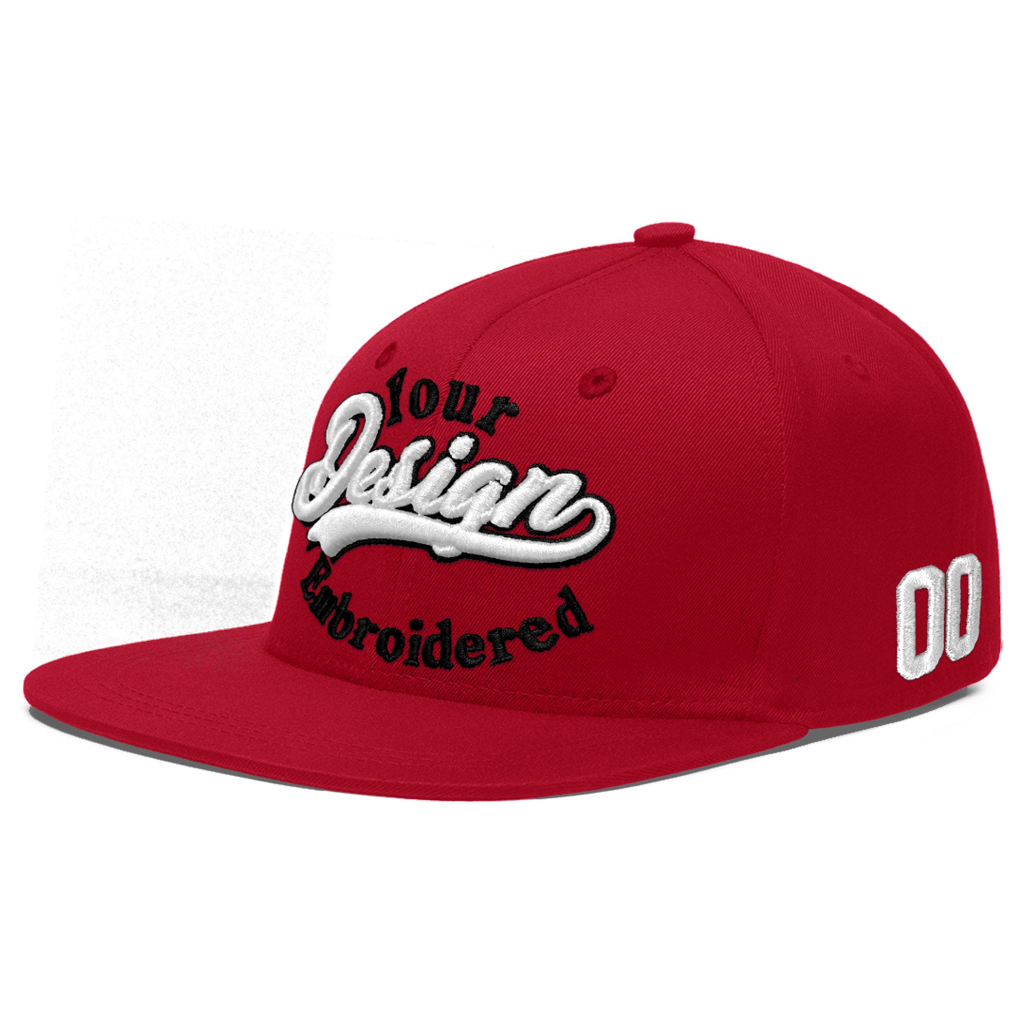 Custom Red 3D Puff Embroidery Flat Embroidery Casual Sport Baseball Cap