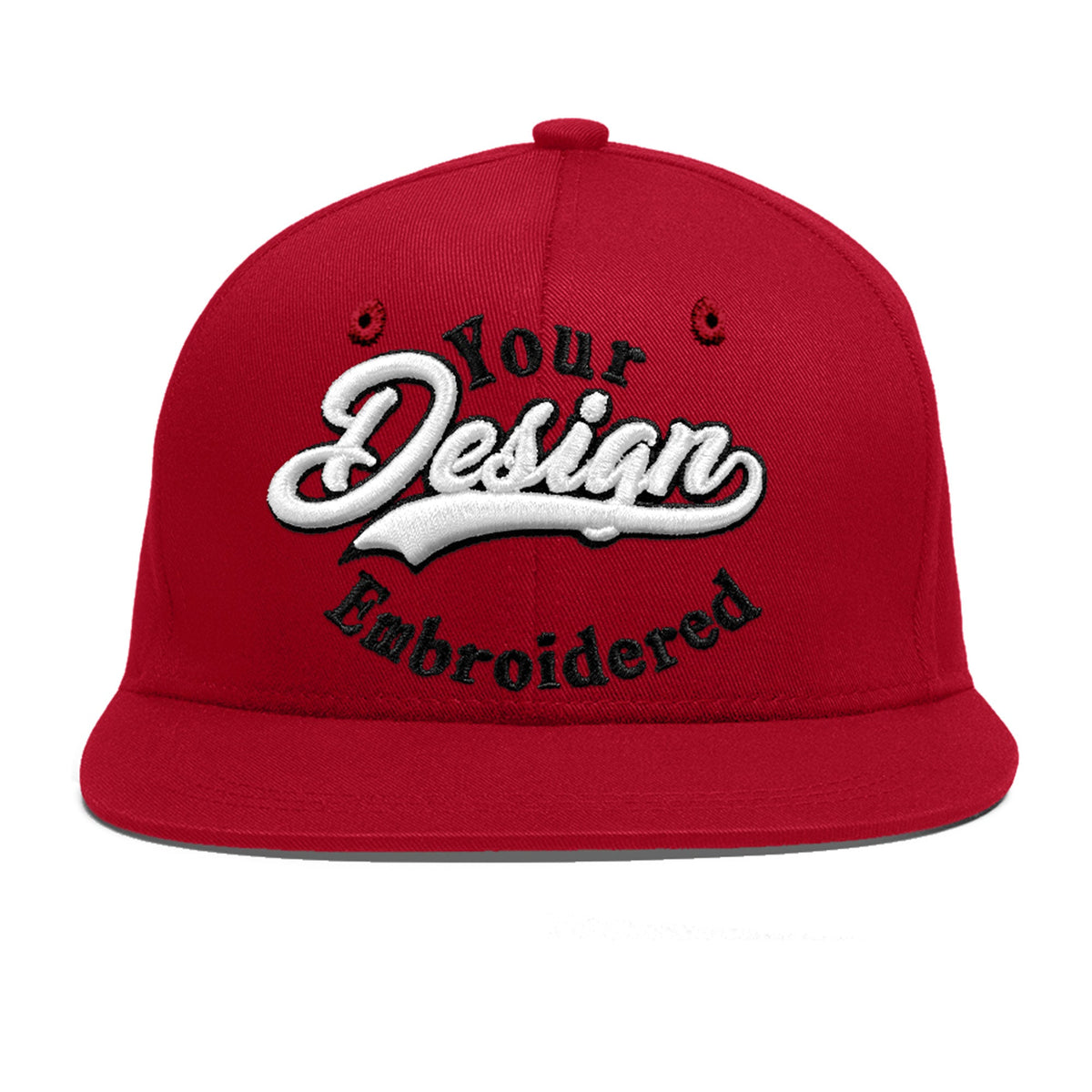 Custom Red 3D Puff Embroidery Flat Embroidery Casual Sport Baseball Cap