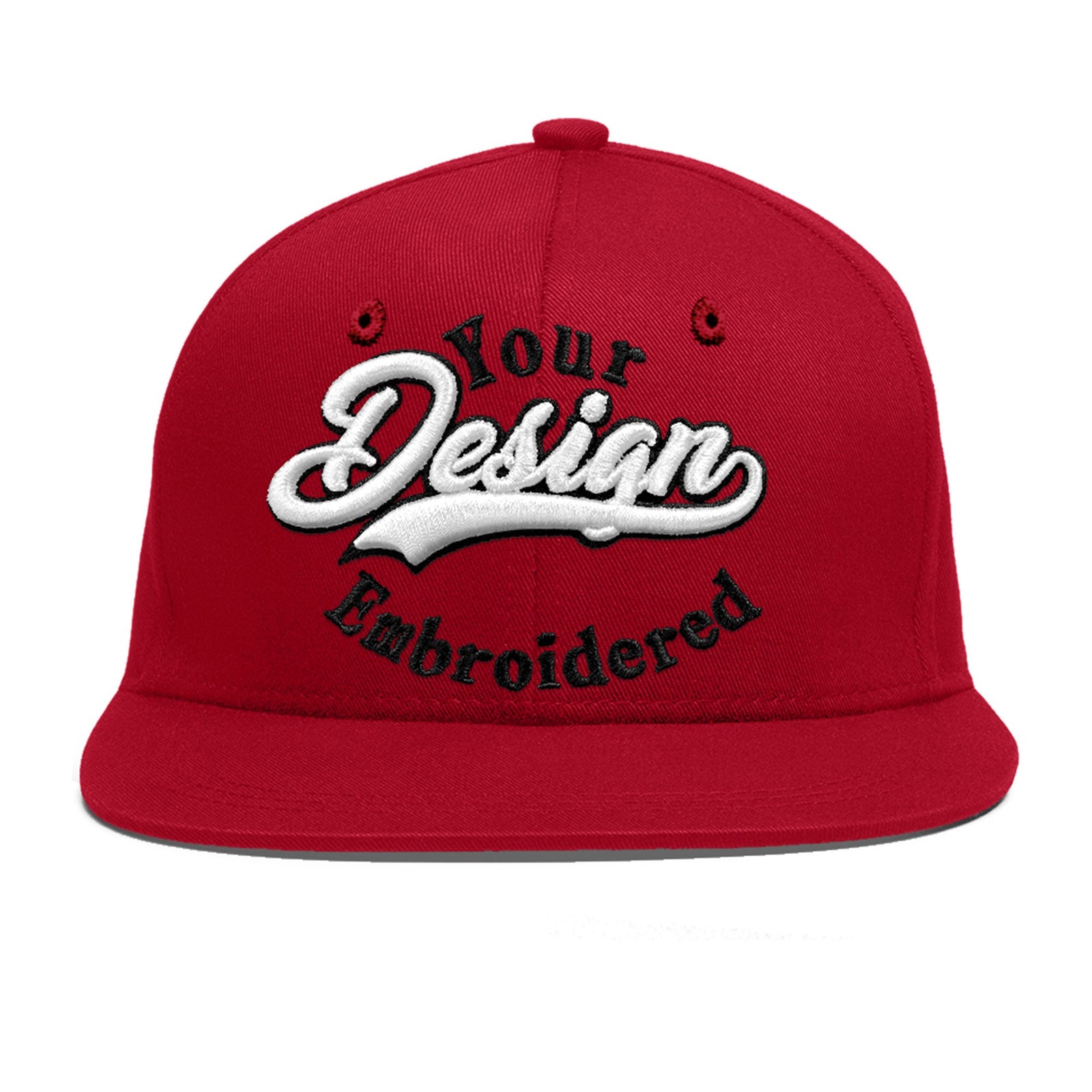 Custom Red 3D Puff Embroidery Flat Embroidery Casual Sport Baseball Cap