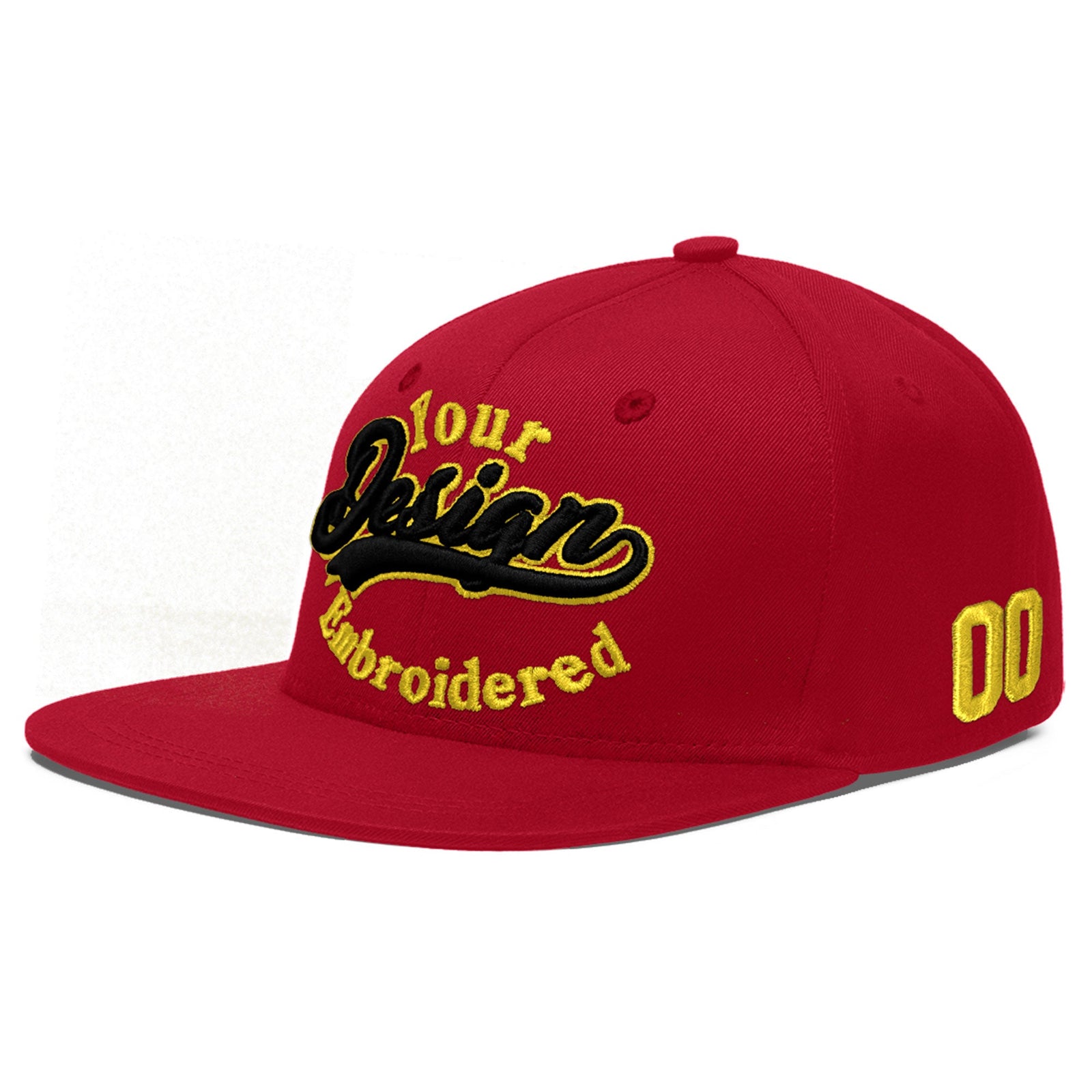 Custom Red 3D Puff Embroidery Flat Embroidery Casual Sport Baseball Cap