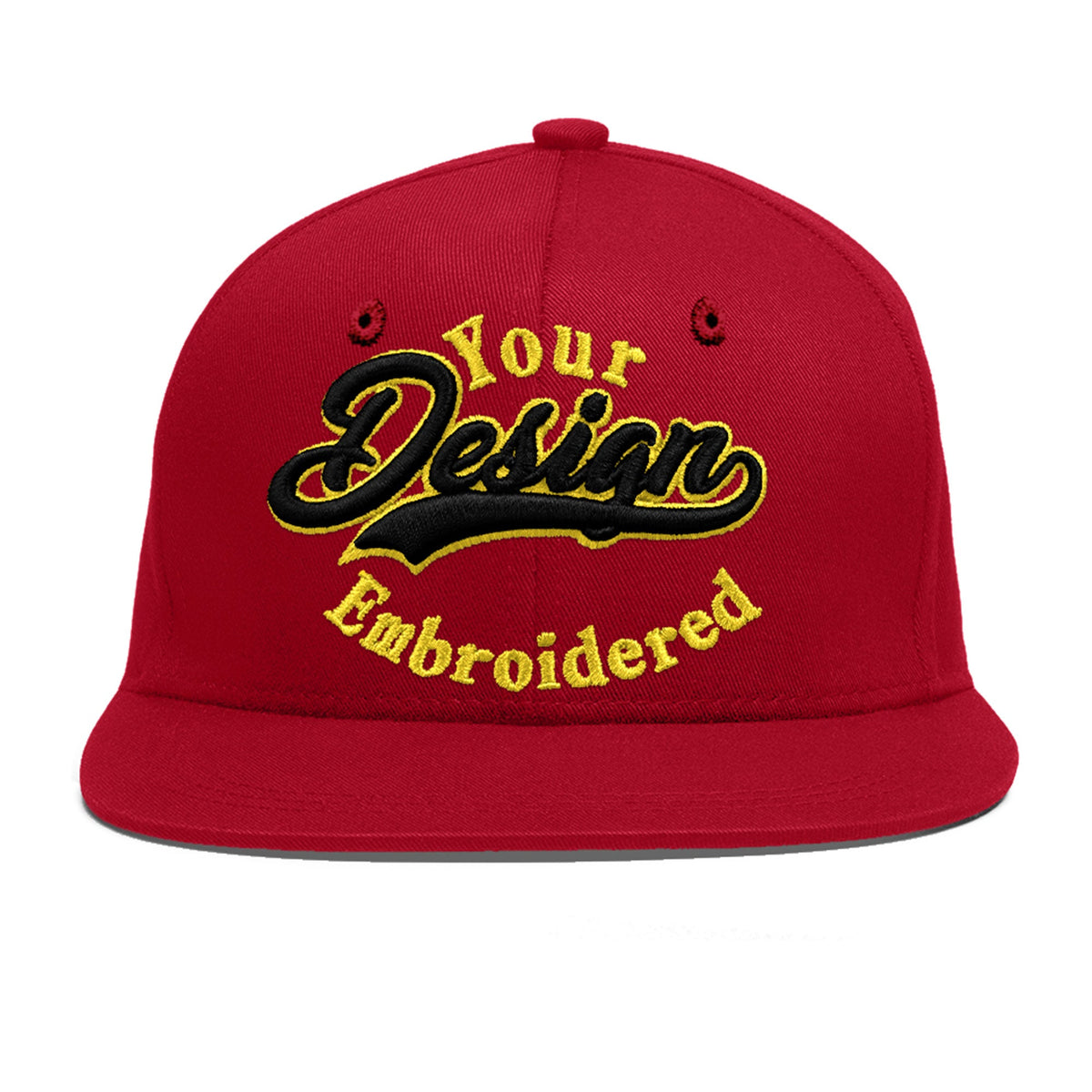 Custom Red 3D Puff Embroidery Flat Embroidery Casual Sport Baseball Cap