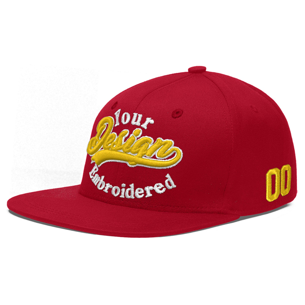 Custom Red 3D Puff Embroidery Flat Embroidery Casual Sport Baseball Cap