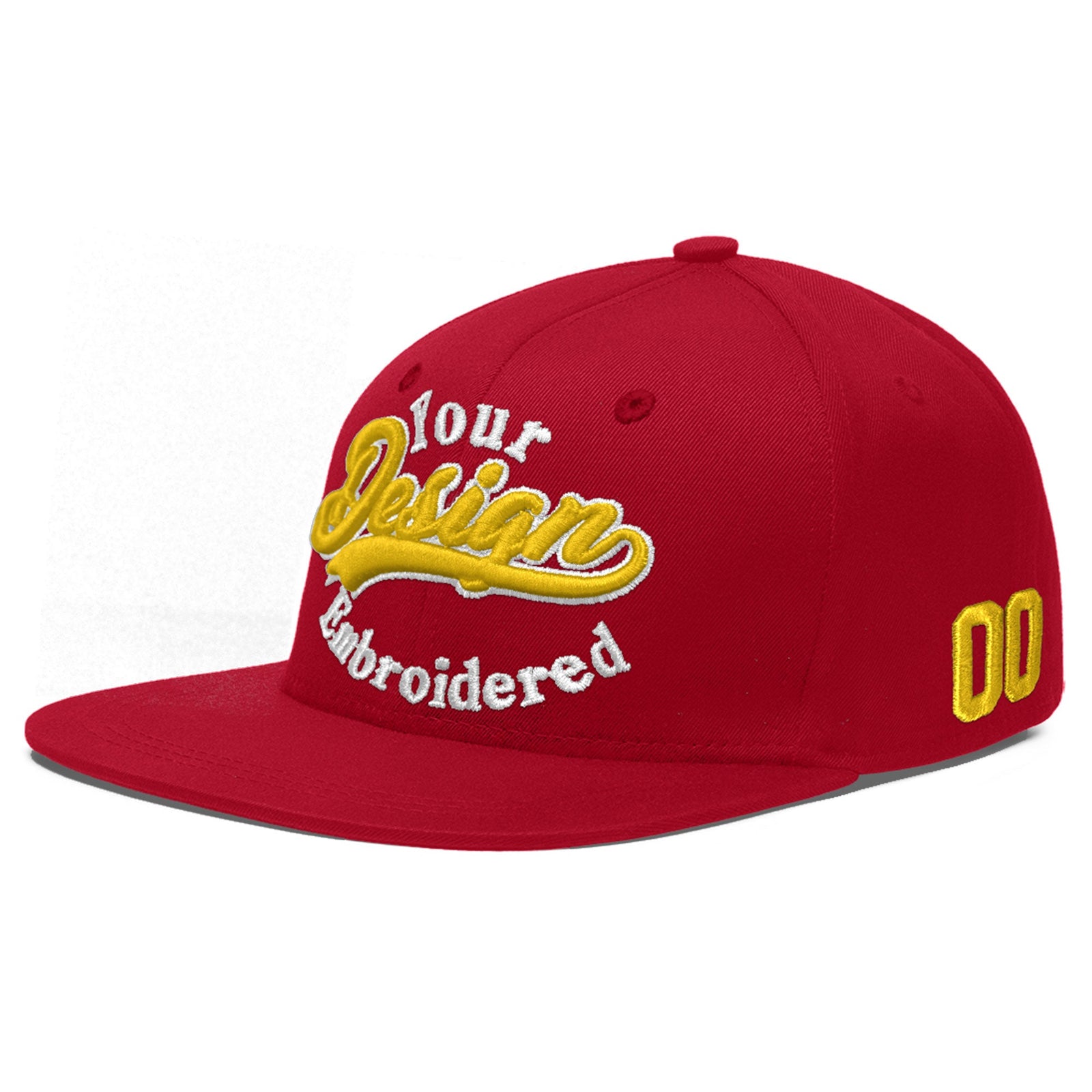 Custom Red 3D Puff Embroidery Flat Embroidery Casual Sport Baseball Cap