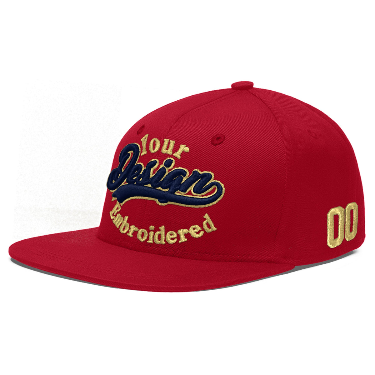 Custom Red 3D Puff Embroidery Flat Embroidery Casual Sport Baseball Cap