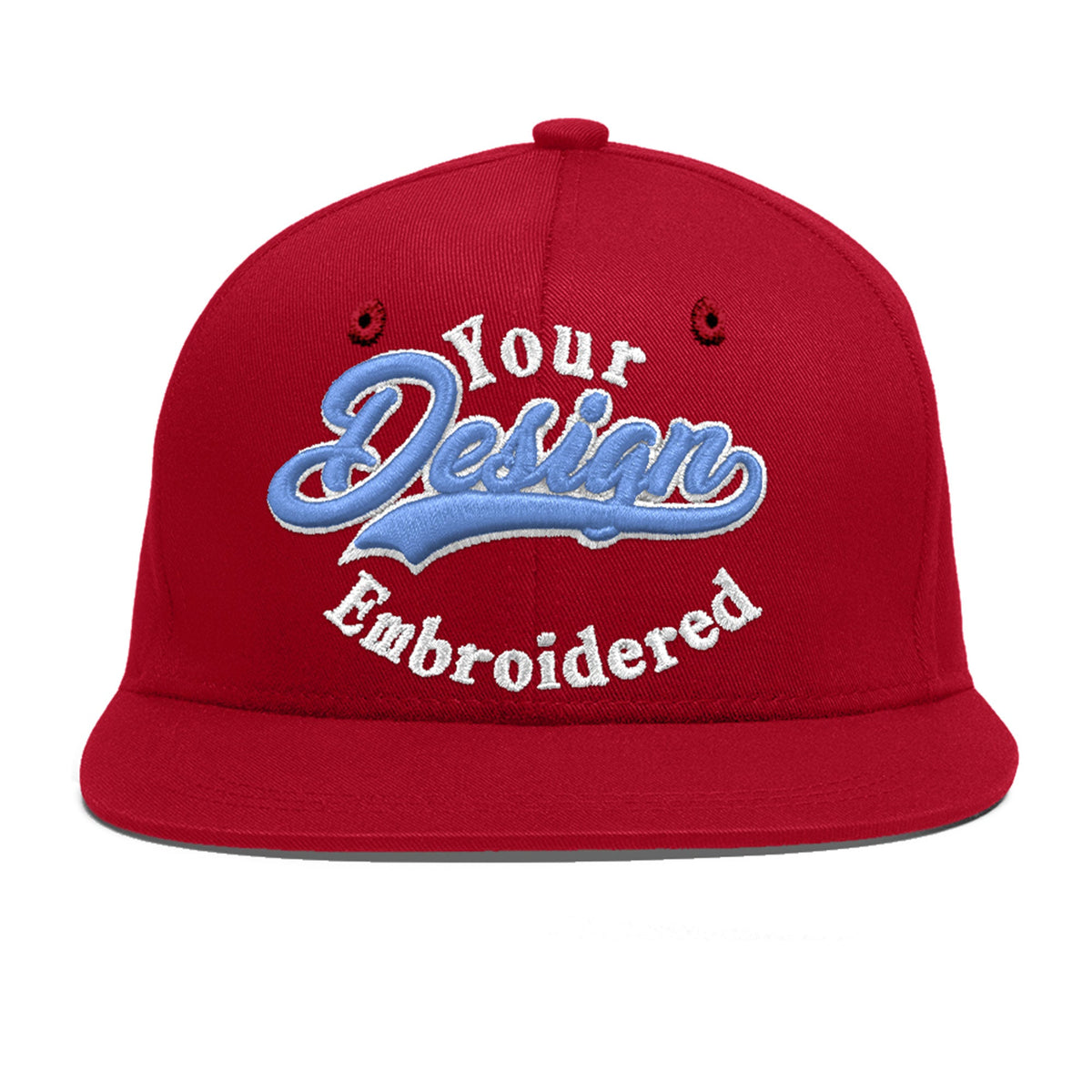 Custom Red 3D Puff Embroidery Flat Embroidery Casual Sport Baseball Cap