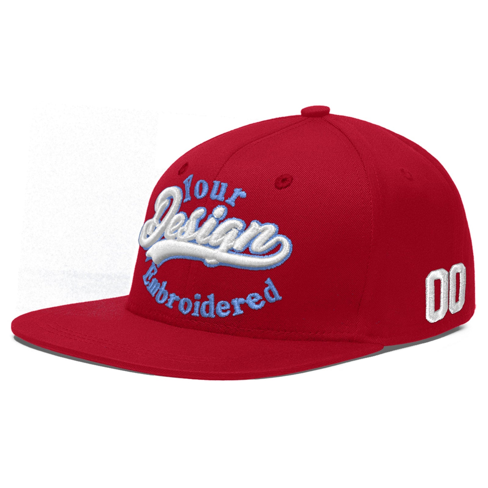 Custom Red 3D Puff Embroidery Flat Embroidery Casual Sport Baseball Cap