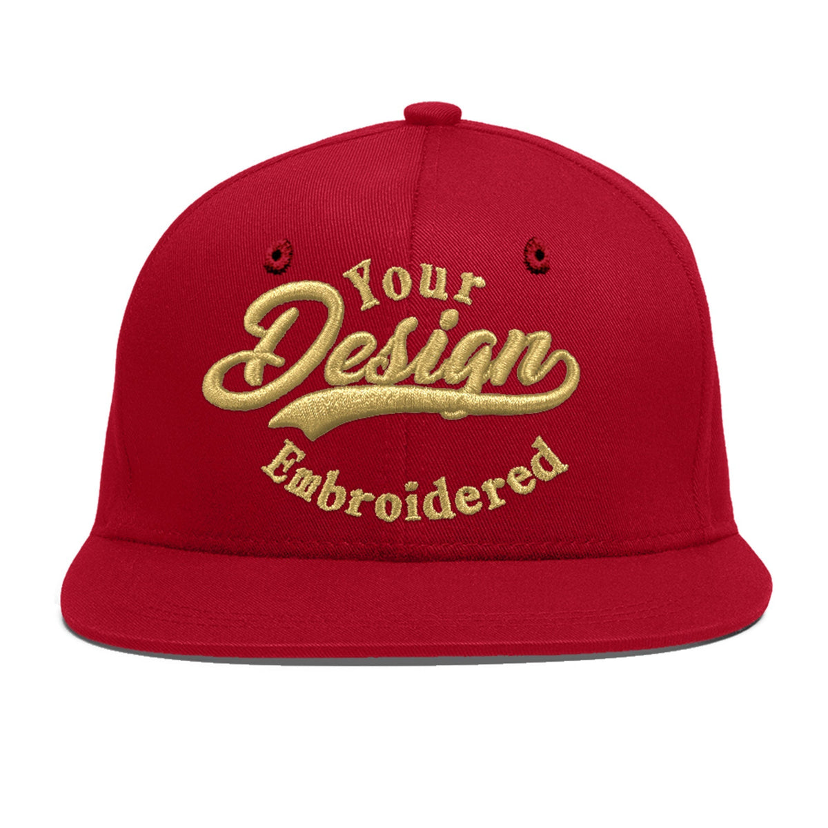 Custom Red 3D Puff Embroidery Flat Embroidery Casual Sport Baseball Cap