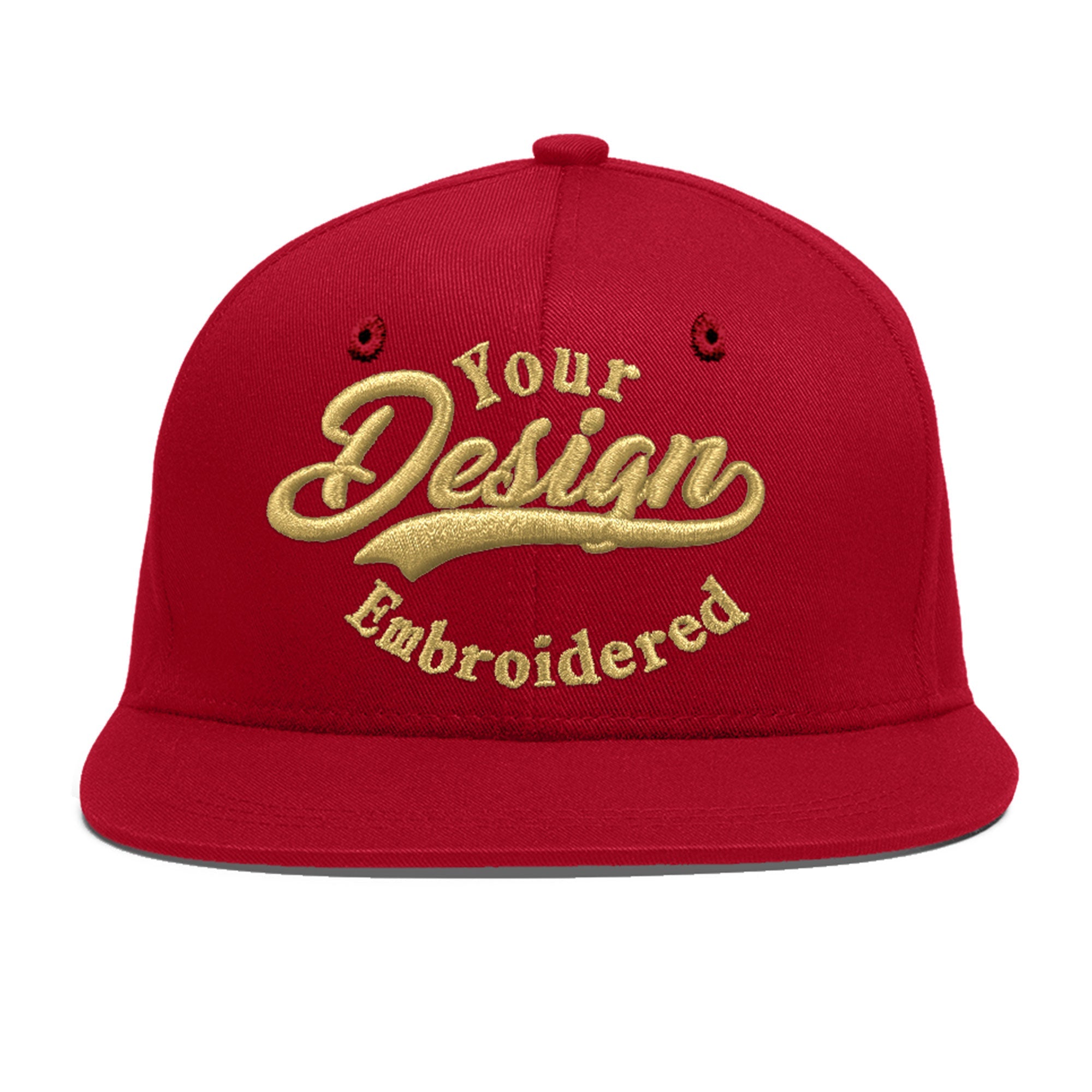 Custom Red 3D Puff Embroidery Flat Embroidery Casual Sport Baseball Cap