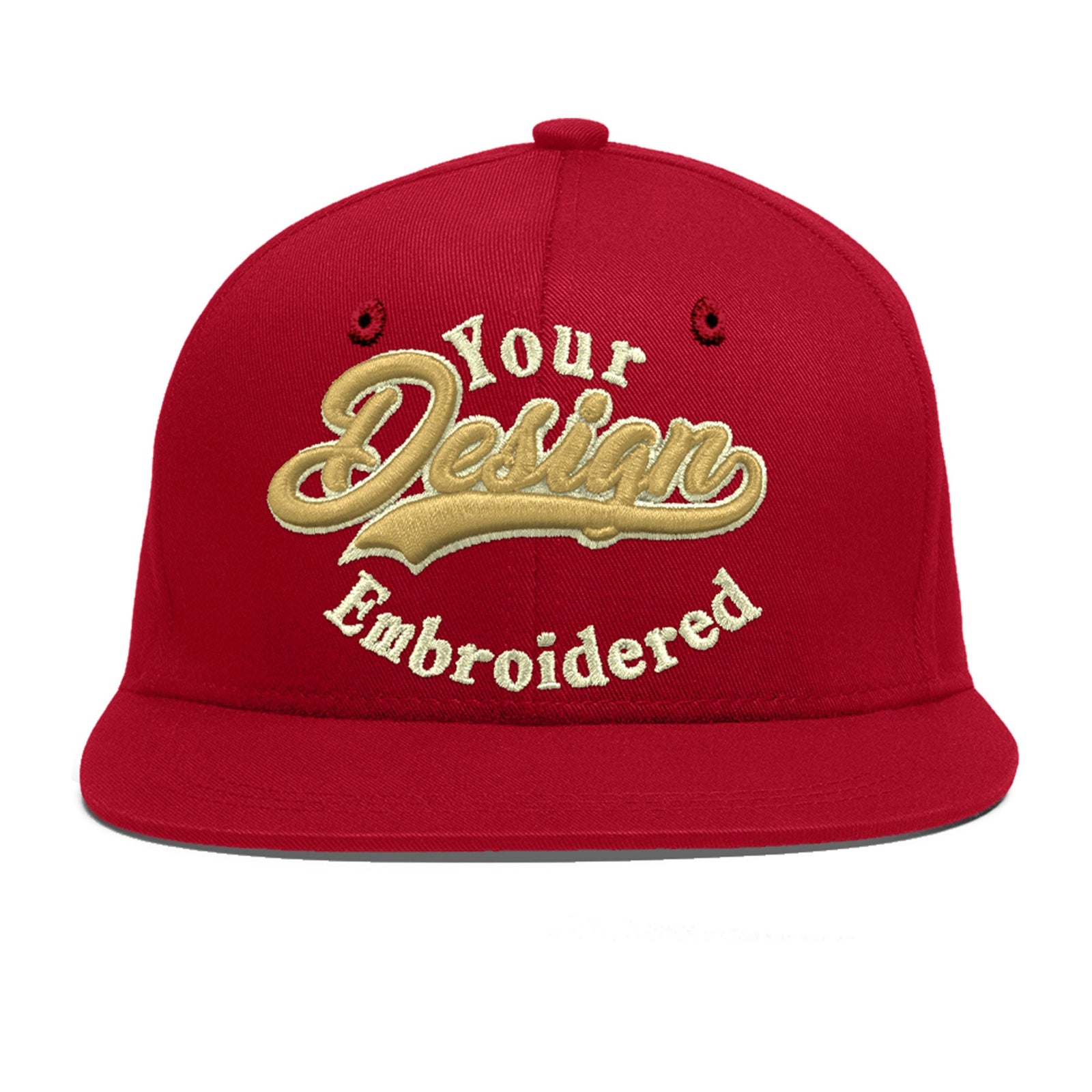 Custom Red 3D Puff Embroidery Flat Embroidery Casual Sport Baseball Cap