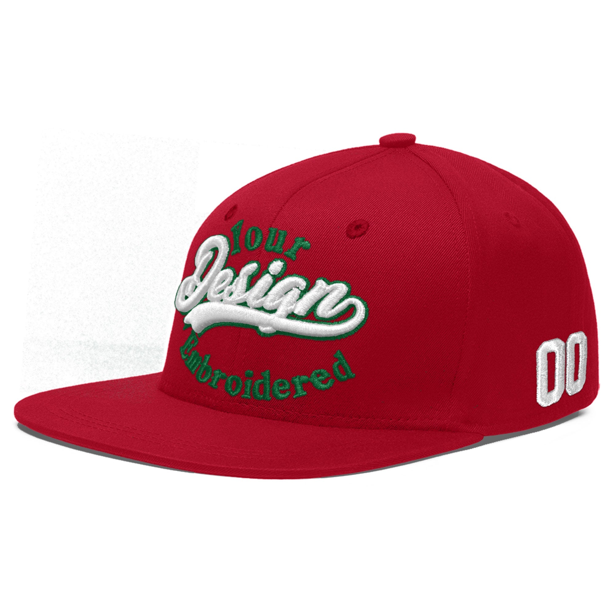 Custom Red 3D Puff Embroidery Flat Embroidery Casual Sport Baseball Cap