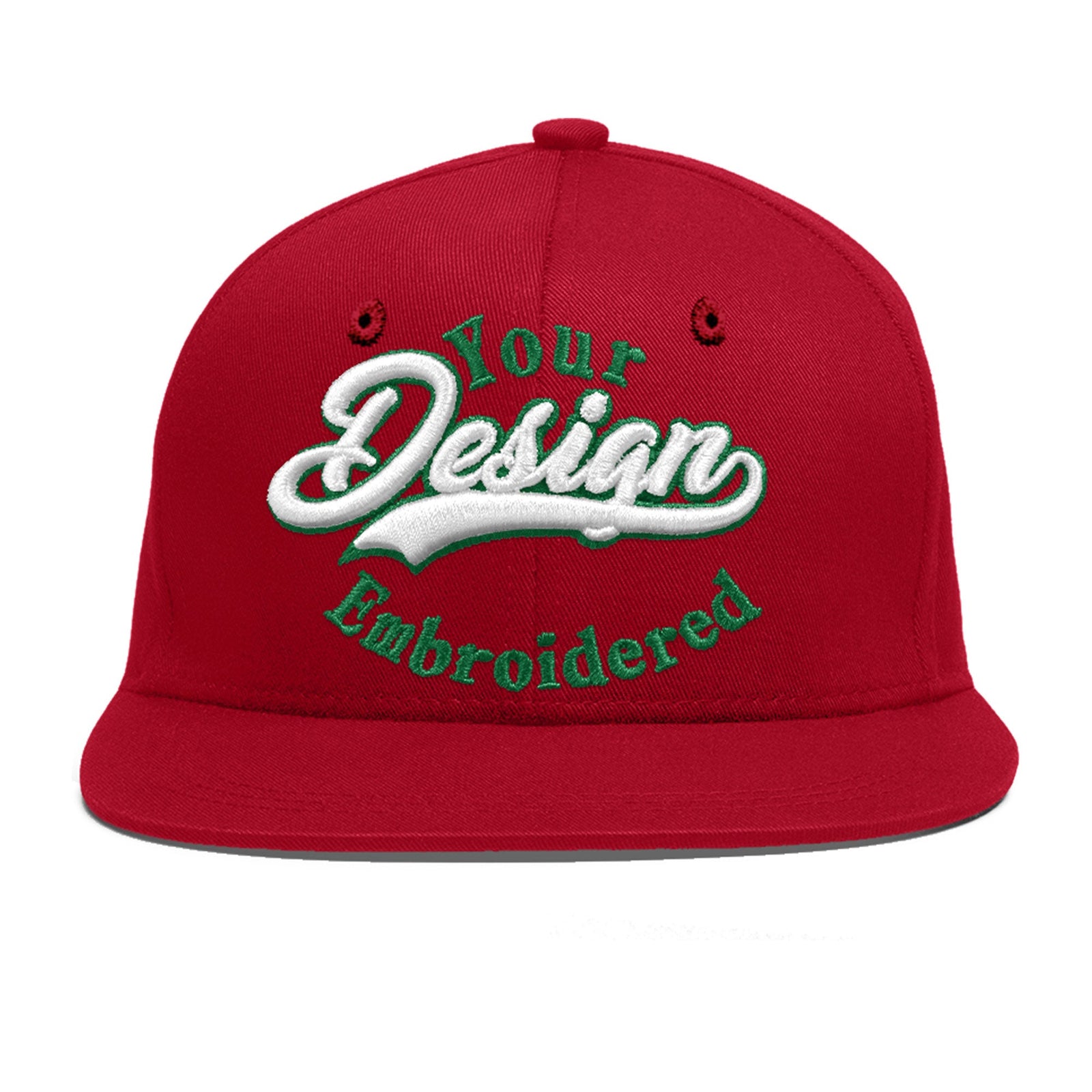 Custom Red 3D Puff Embroidery Flat Embroidery Casual Sport Baseball Cap