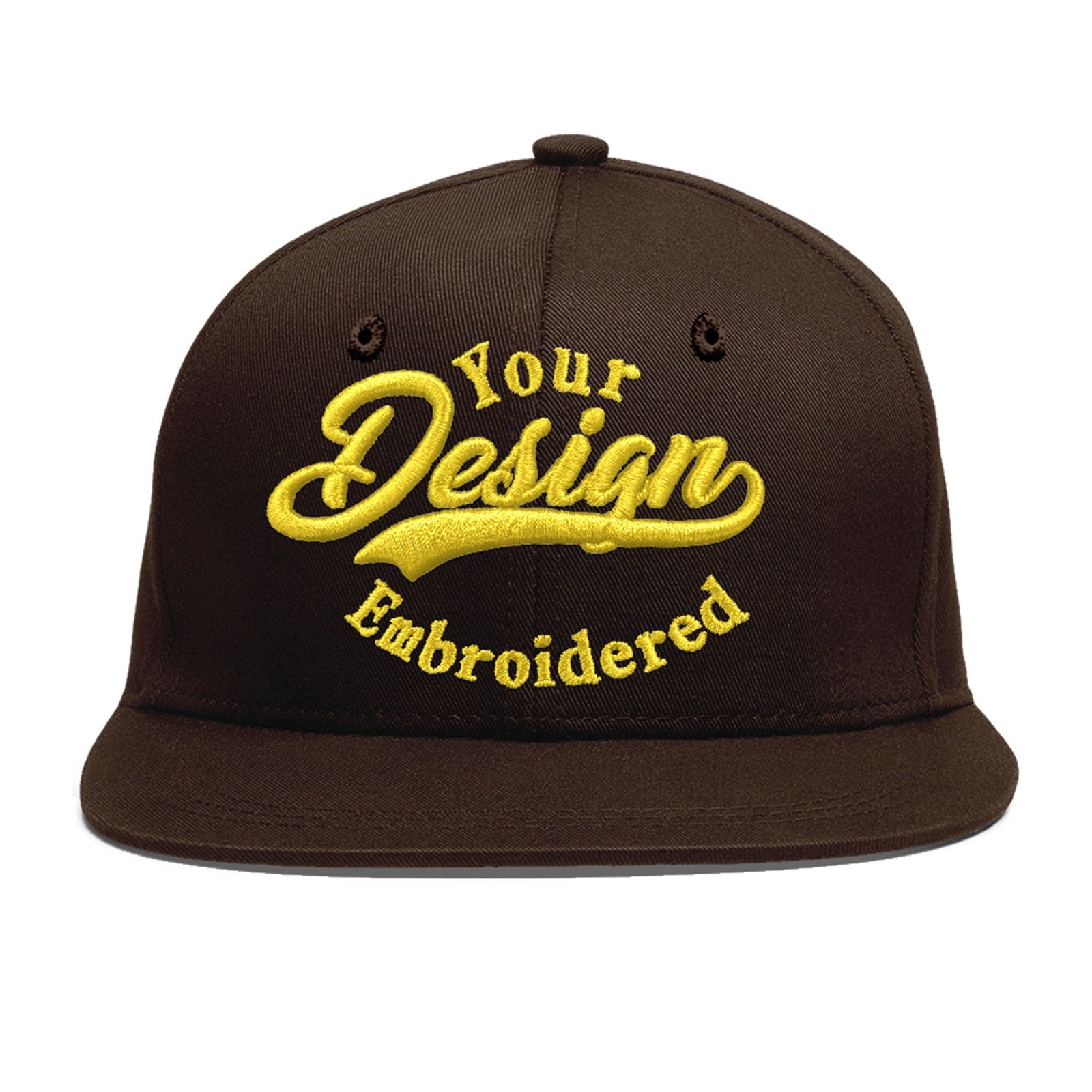 Custom Brown 3D Puff Embroidery Flat Embroidery Casual Sport Baseball Cap