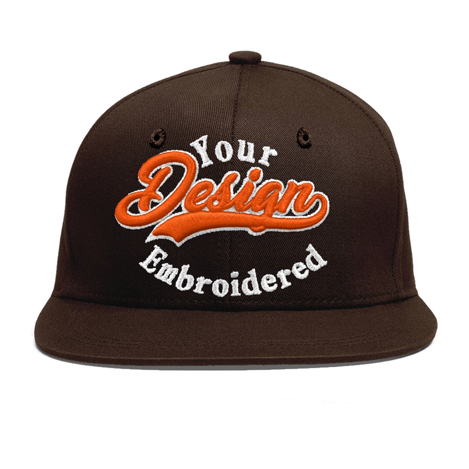 Custom Brown 3D Puff Embroidery Flat Embroidery Casual Sport Baseball Cap