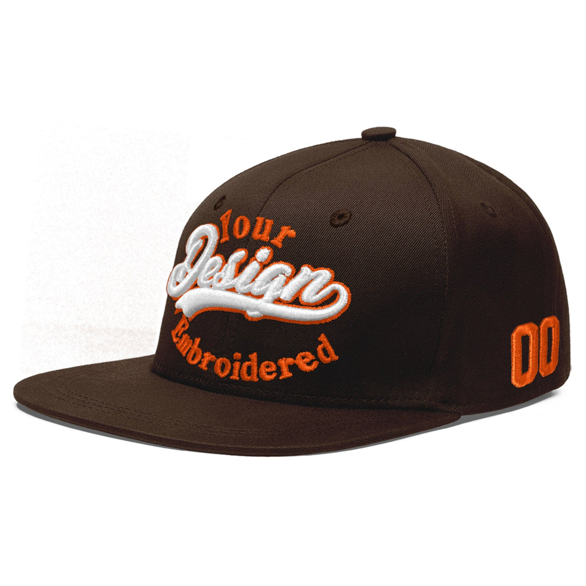 Custom Brown 3D Puff Embroidery Flat Embroidery Casual Sport Baseball Cap